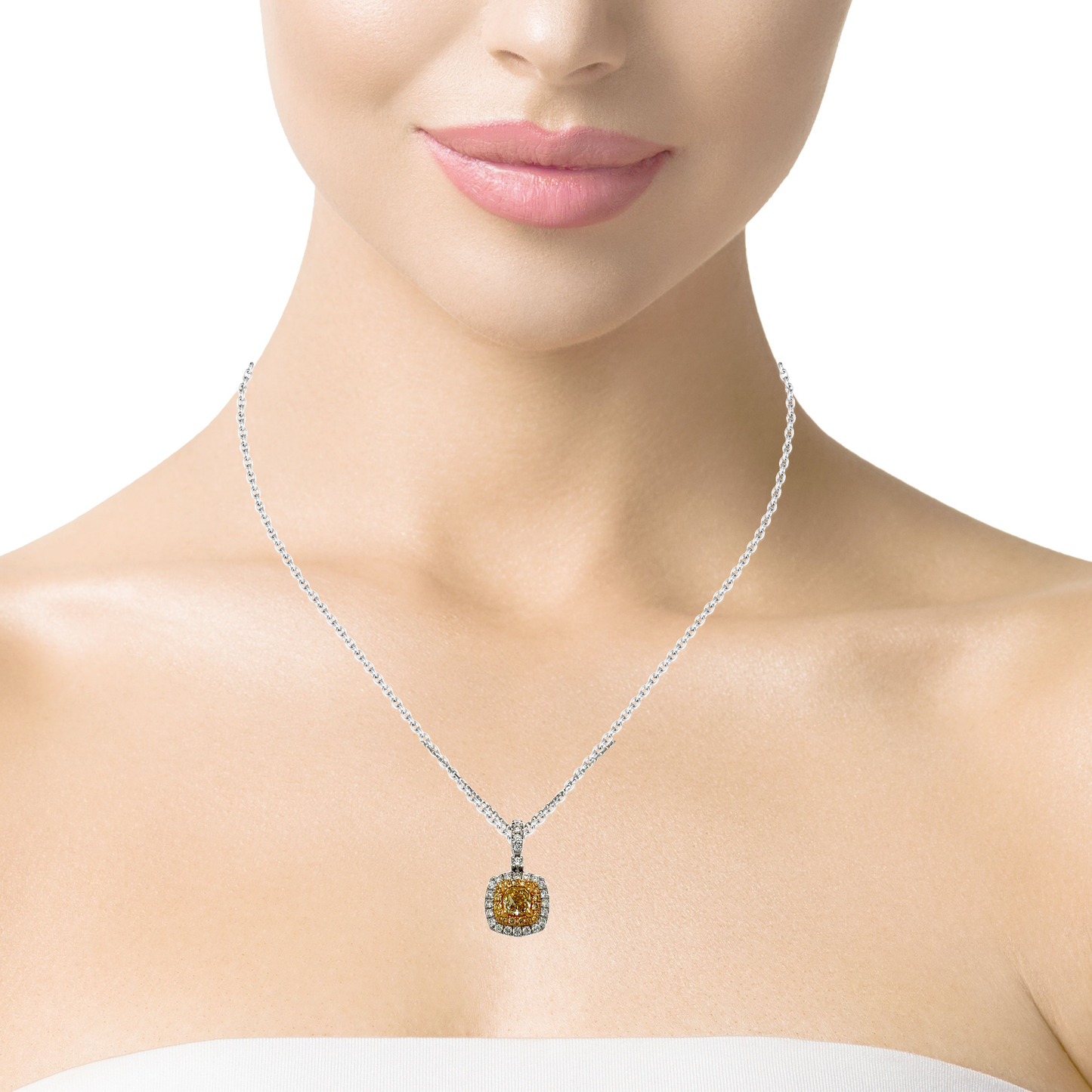 Fancy yellow diamonds necklace