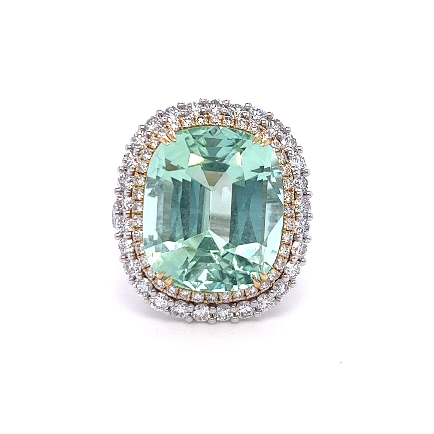Gorgeous natural Seafoam tourmaline and diamonds ring