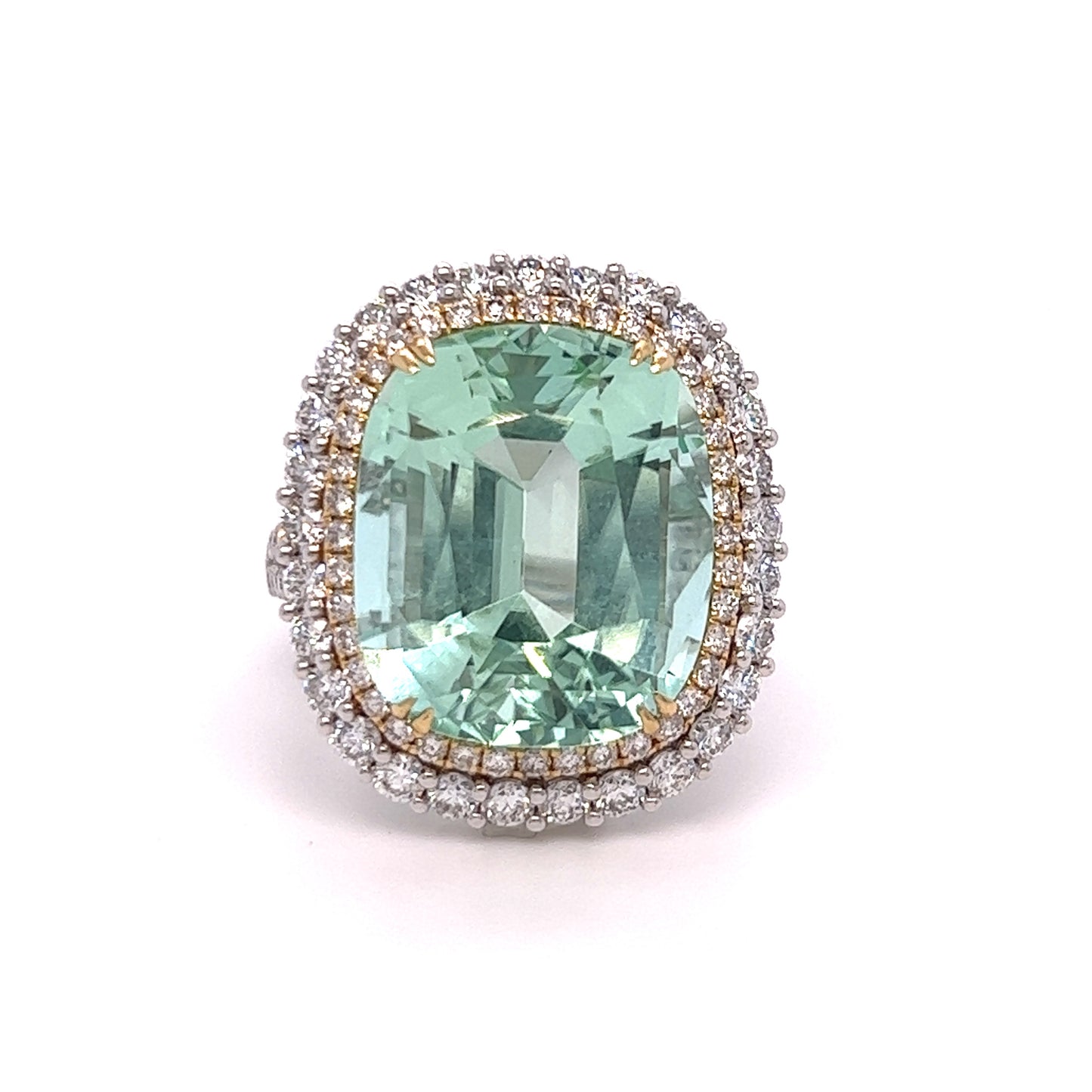 Gorgeous natural Seafoam tourmaline and diamonds ring