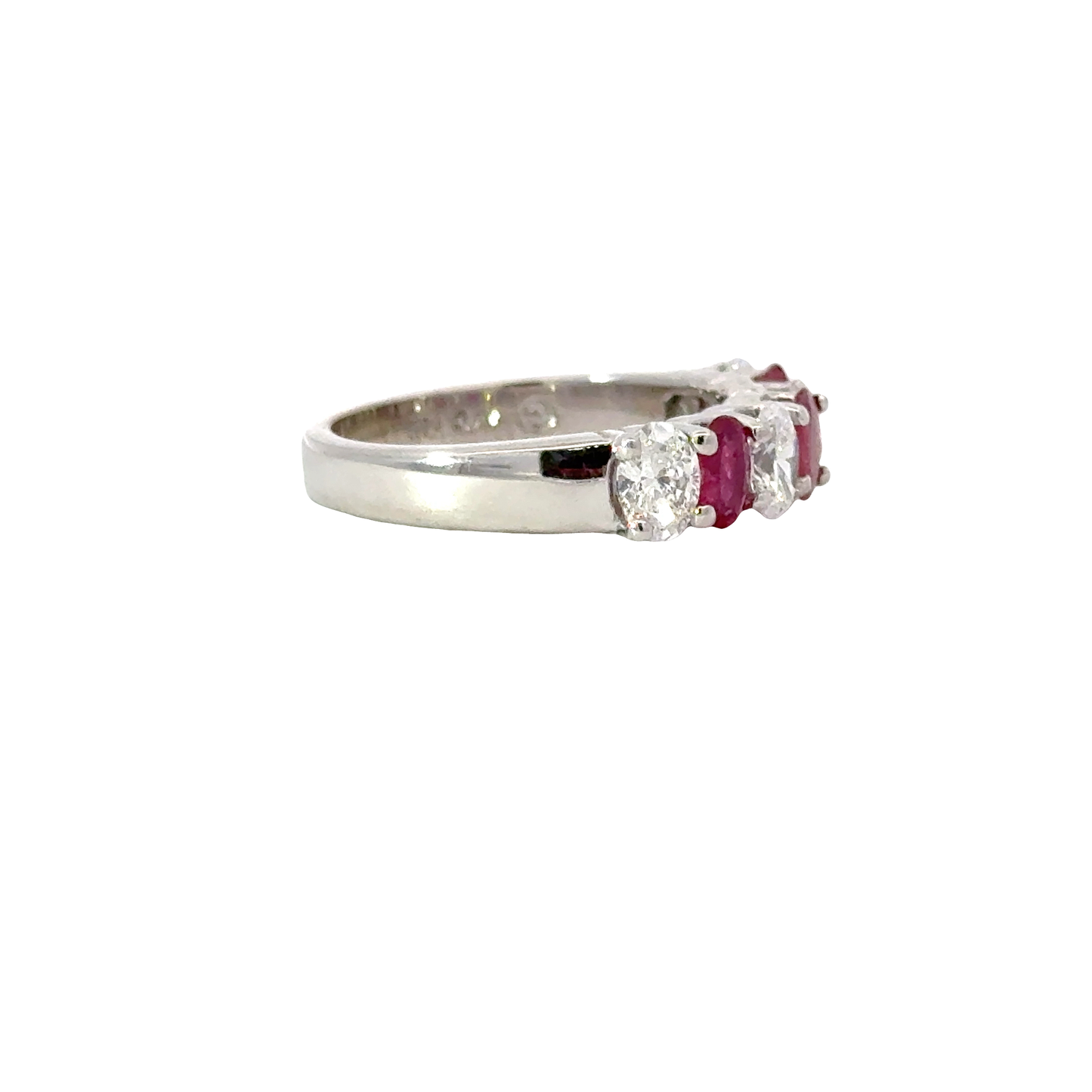 Gorgeous natural oval rubies and diamonds band