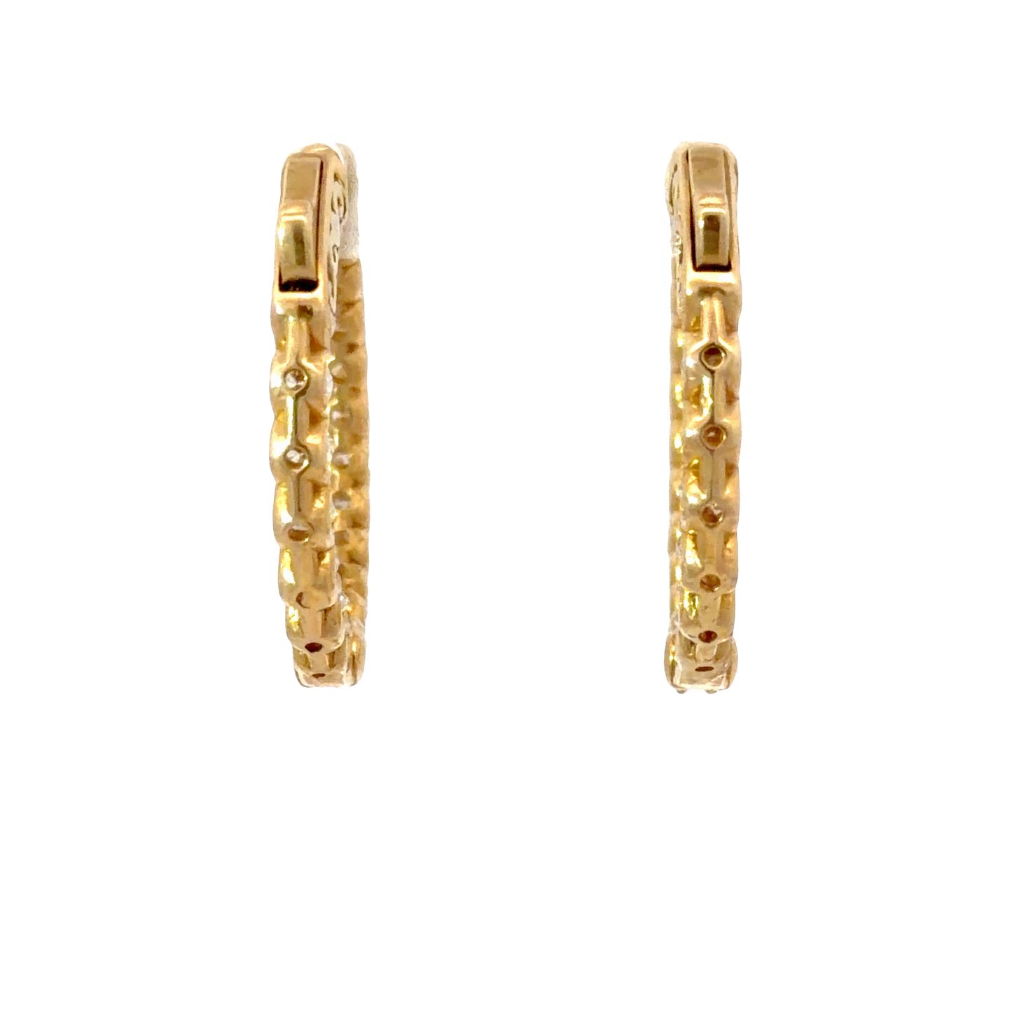 Classic Natural Diamonds Hoop Earrings in 14K Yellow Gold