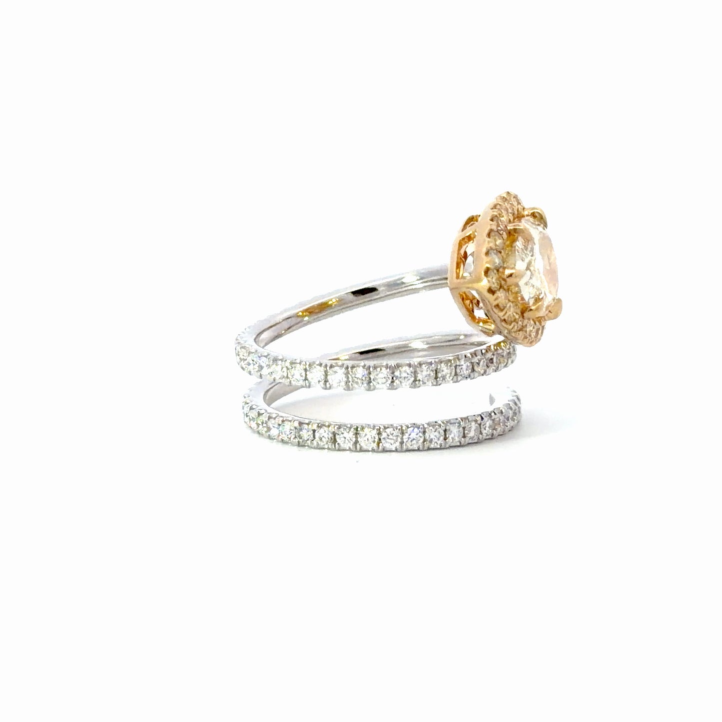 Natural Yellow Diamond Pear Halo Spiral Cocktail Ring