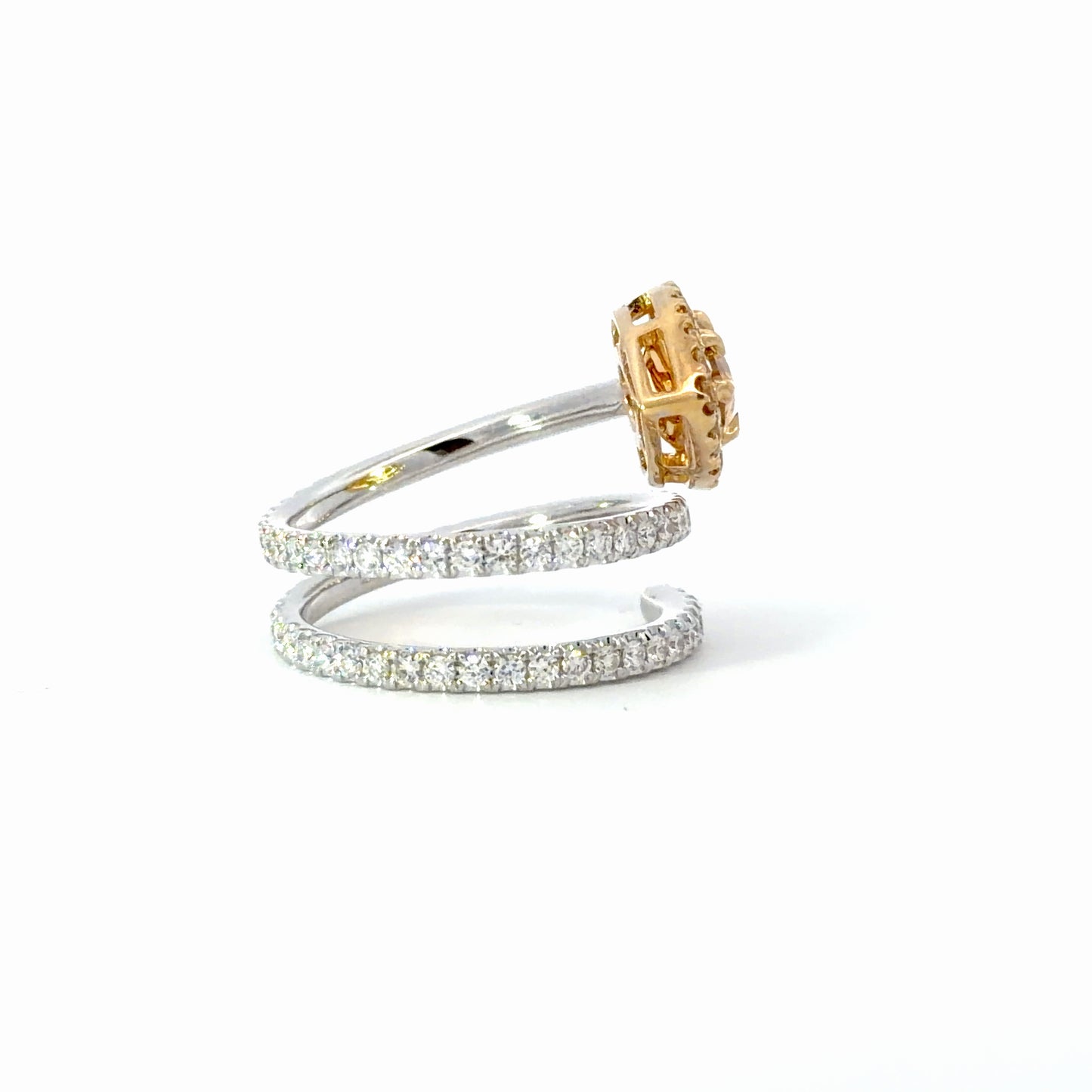 Natural Fancy Deep Orange Diamond Spiral Wrap Ring in White Gold