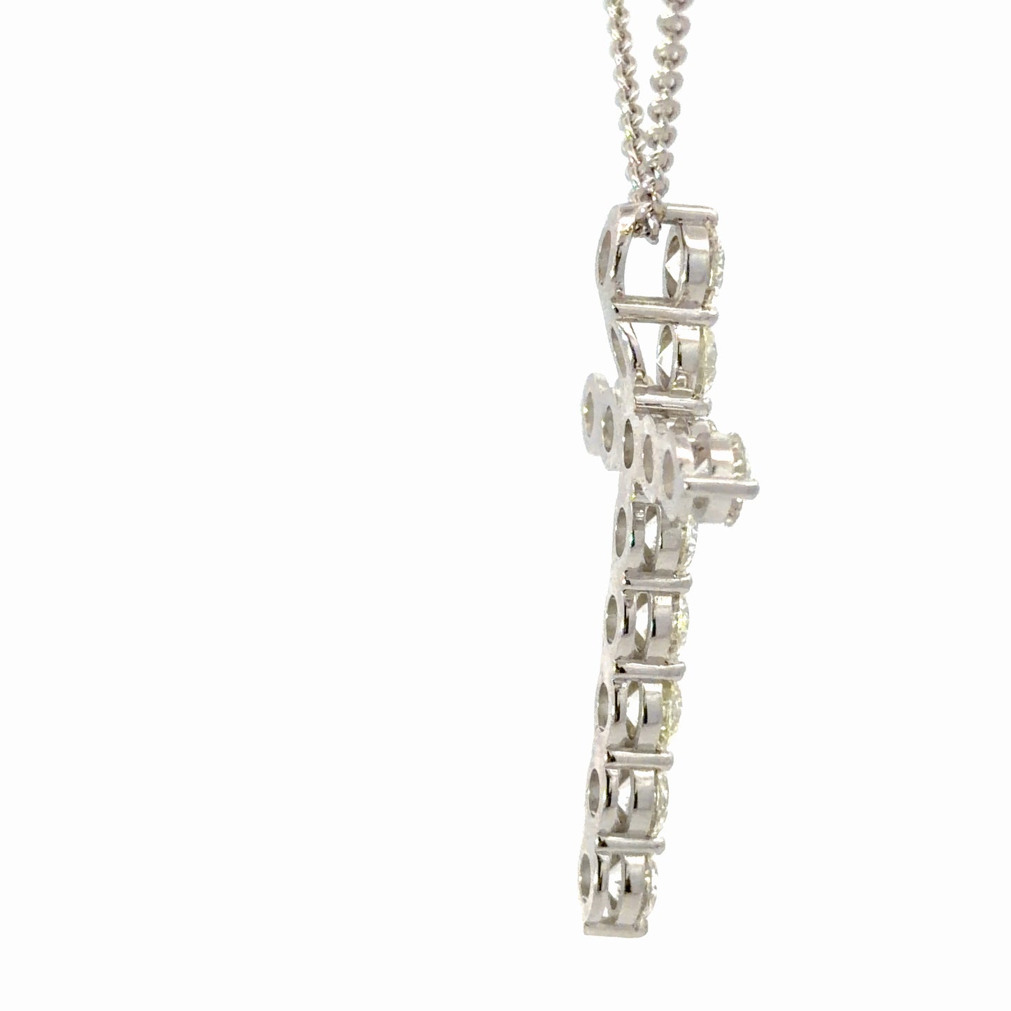 Diamond Cross Pendant Necklace in White Gold