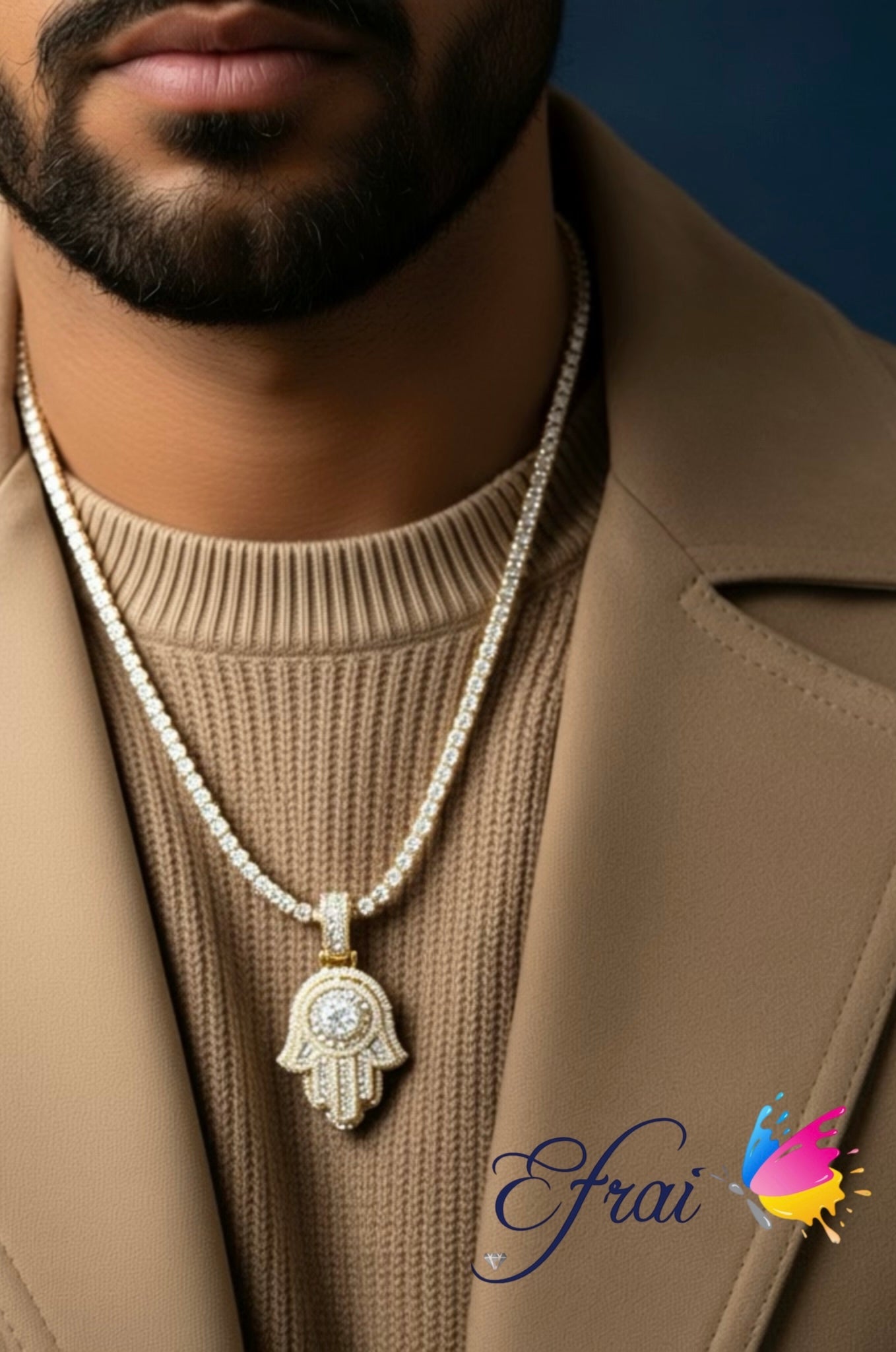 Bright and gorgeous big diamonds hamsa necklace
