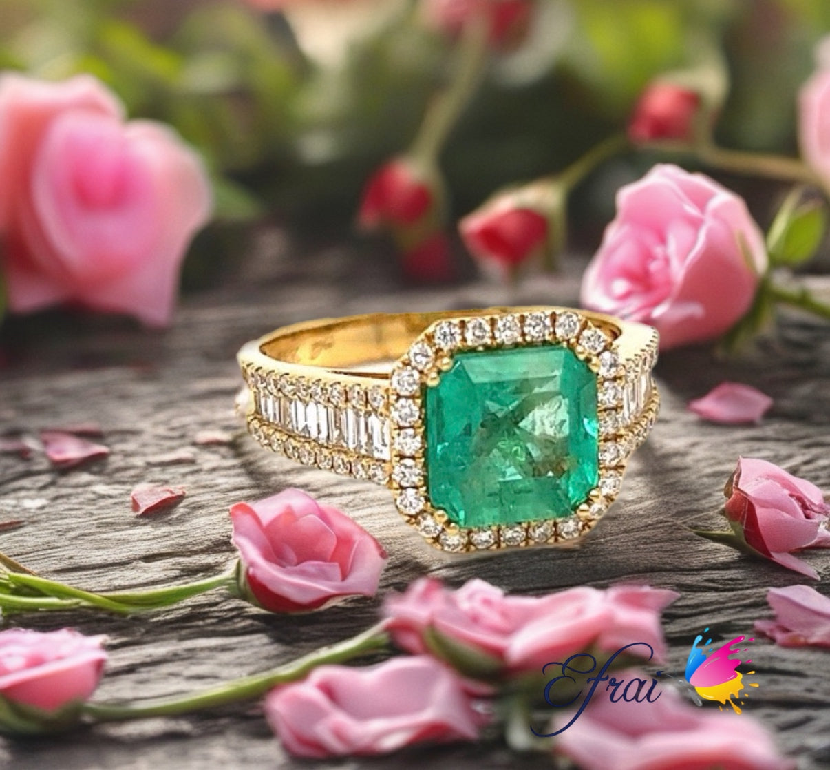 Emerald diamonds ring