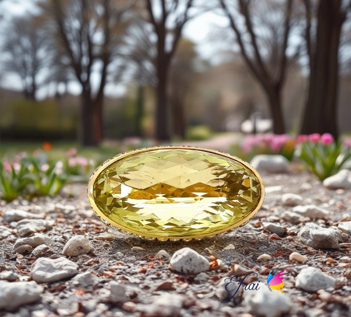 One of a kind exquisite designed natural lemon quartz and diamonds ring