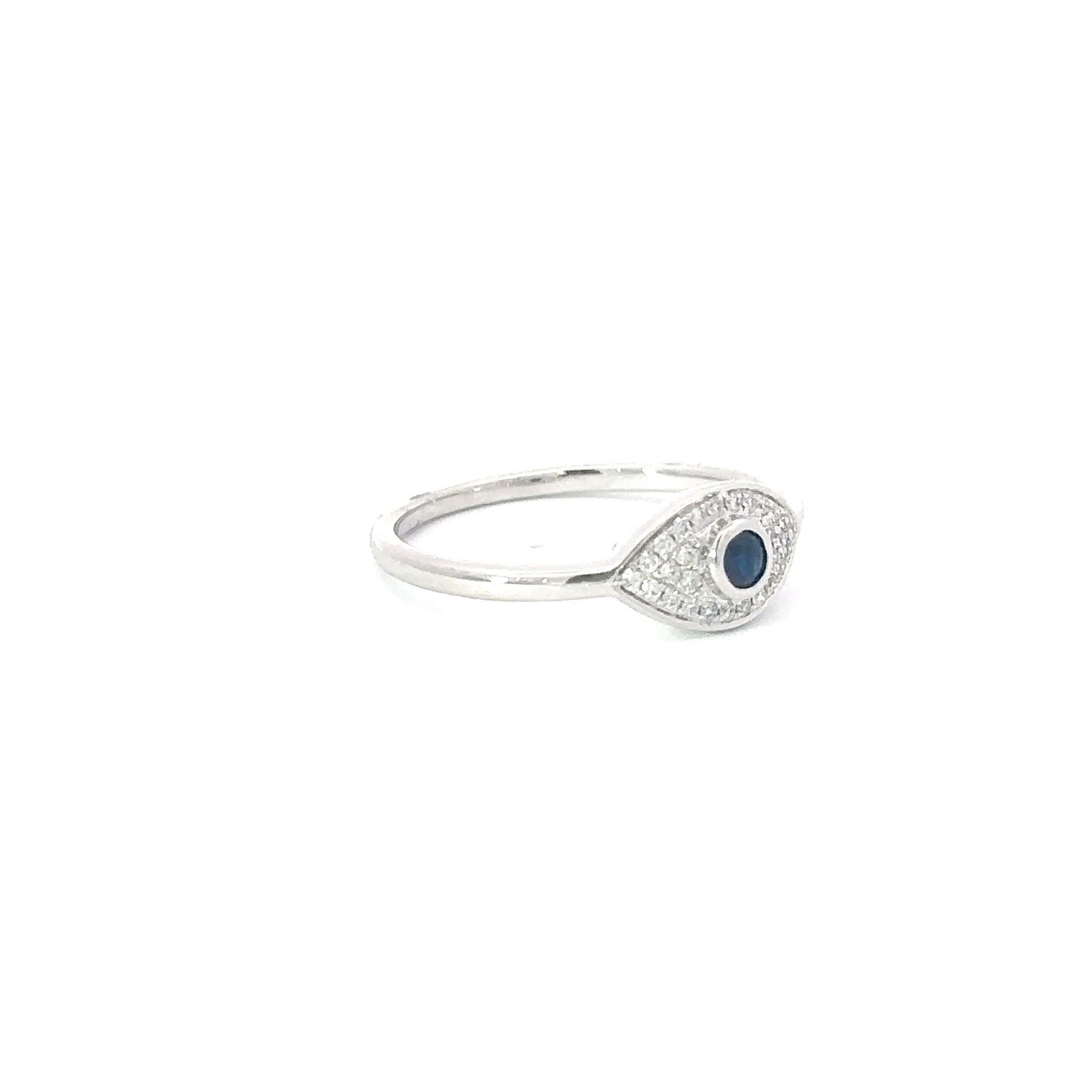 Lucky evil eye diamonds sapphire ring
