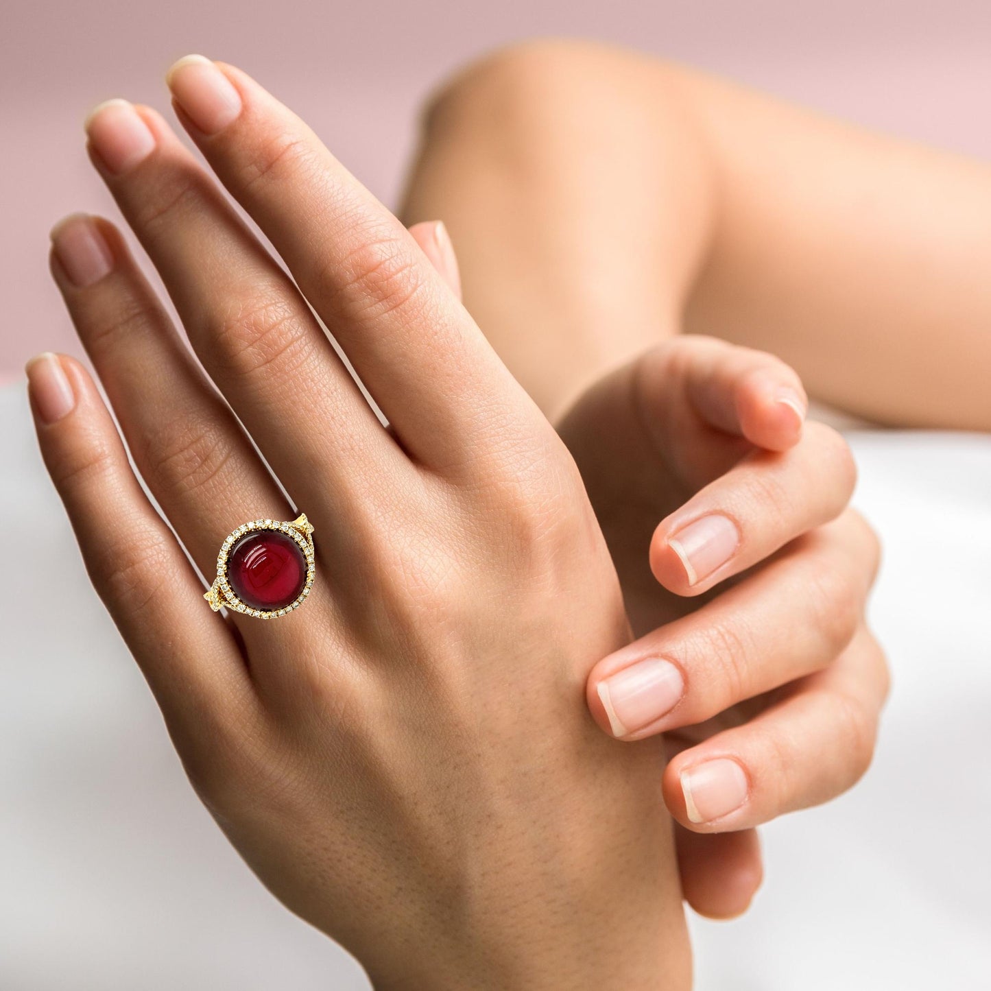 Gorgeous cabochon tourmaline and diamonds ring