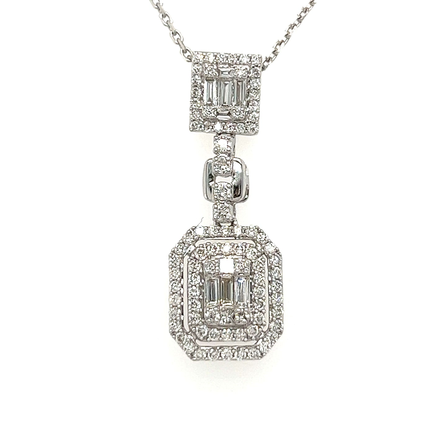 Gorgeous double squares diamonds necklace
