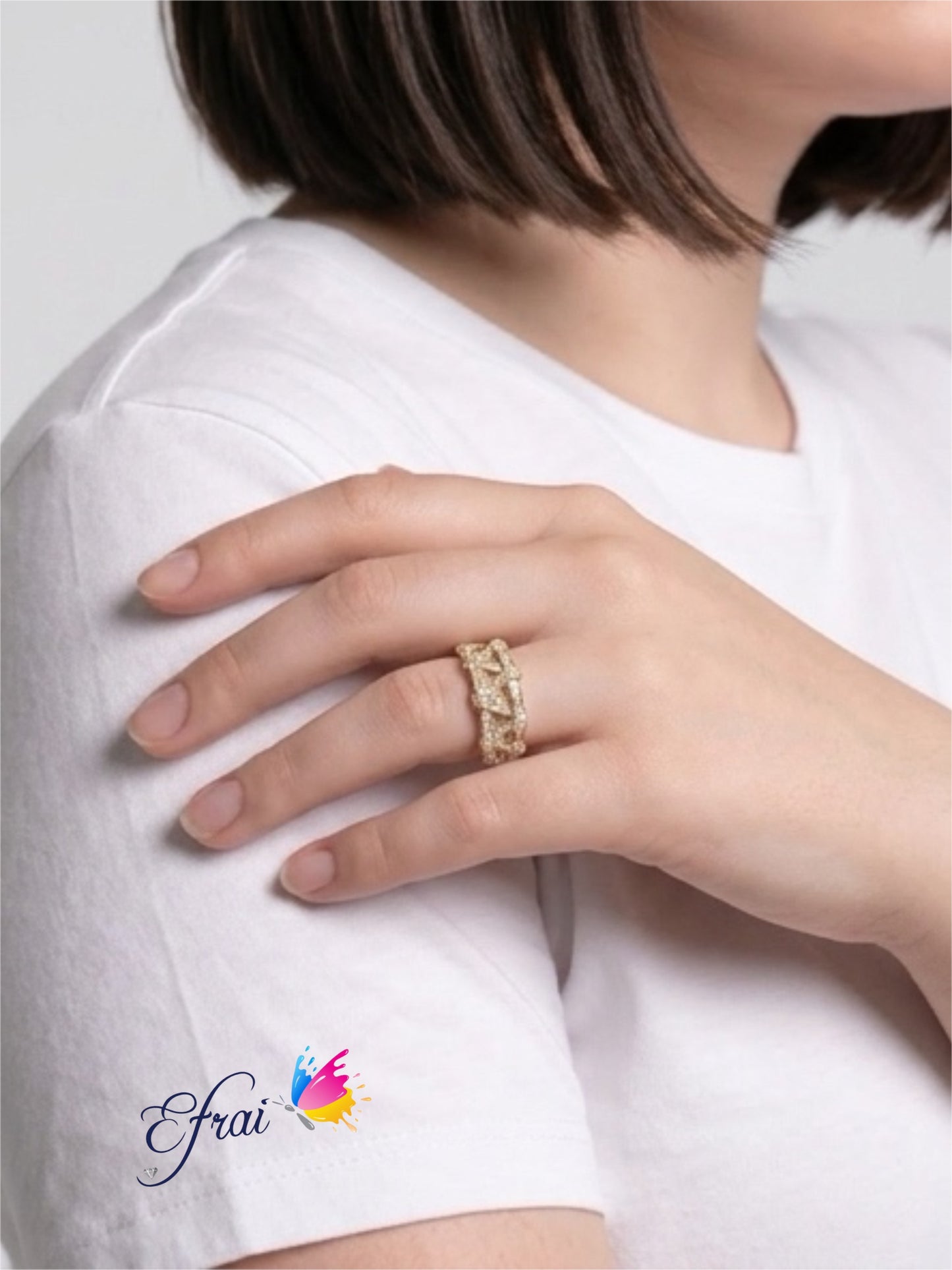 Natural weaved round diamonds band