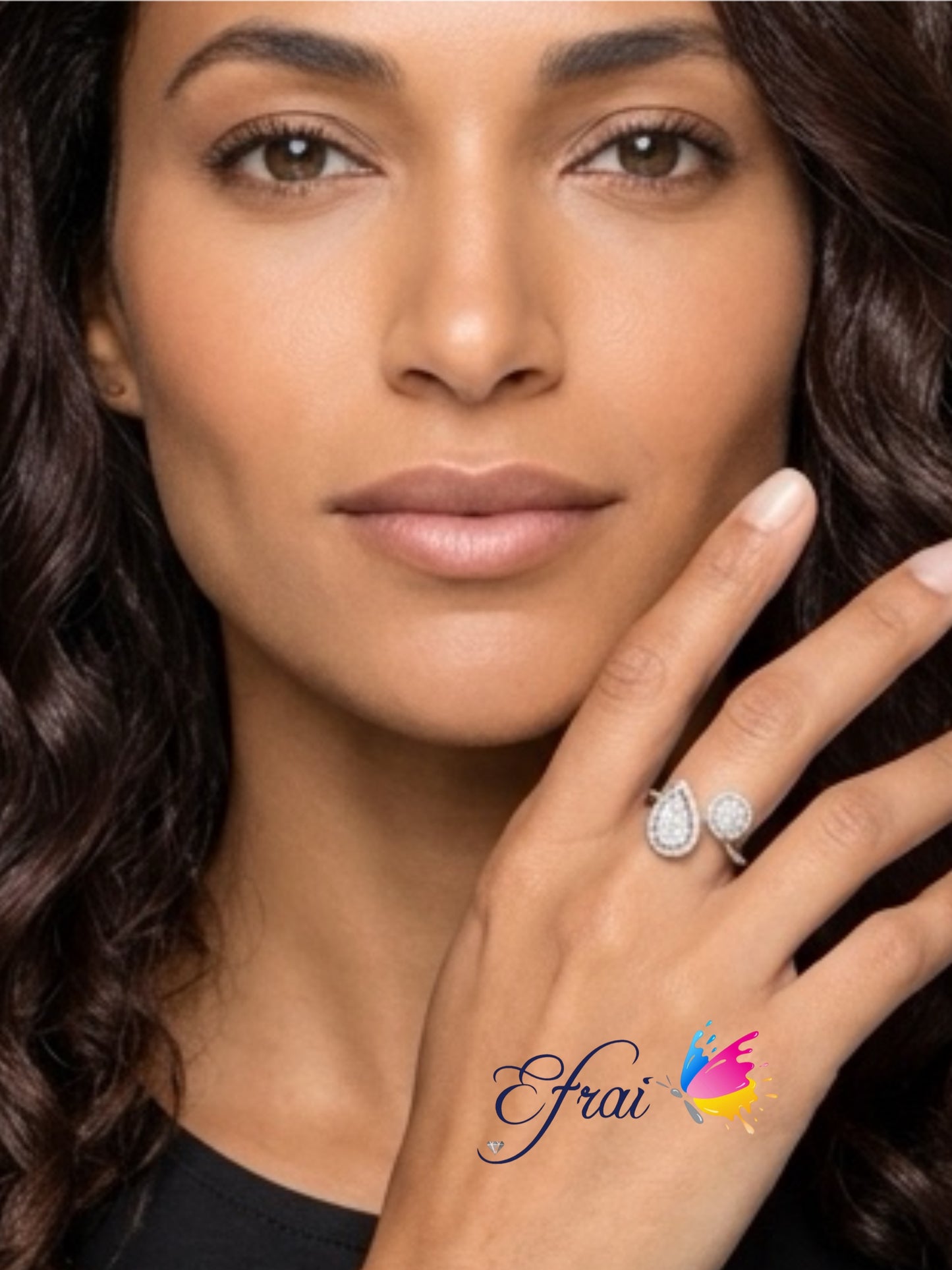 Gorgeous double diamond clusters ring