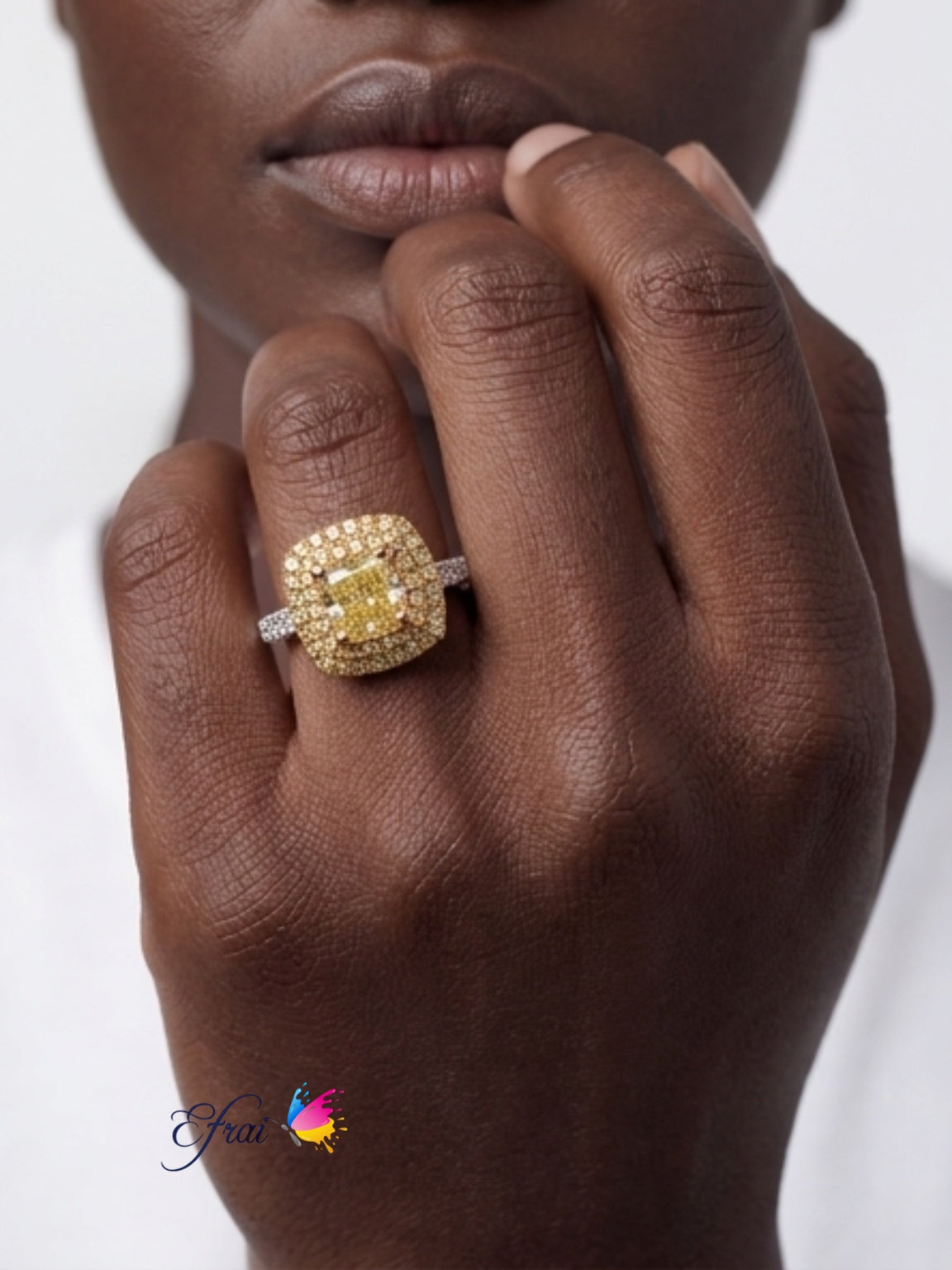 Natural Fancy intense yellow diamonds ring