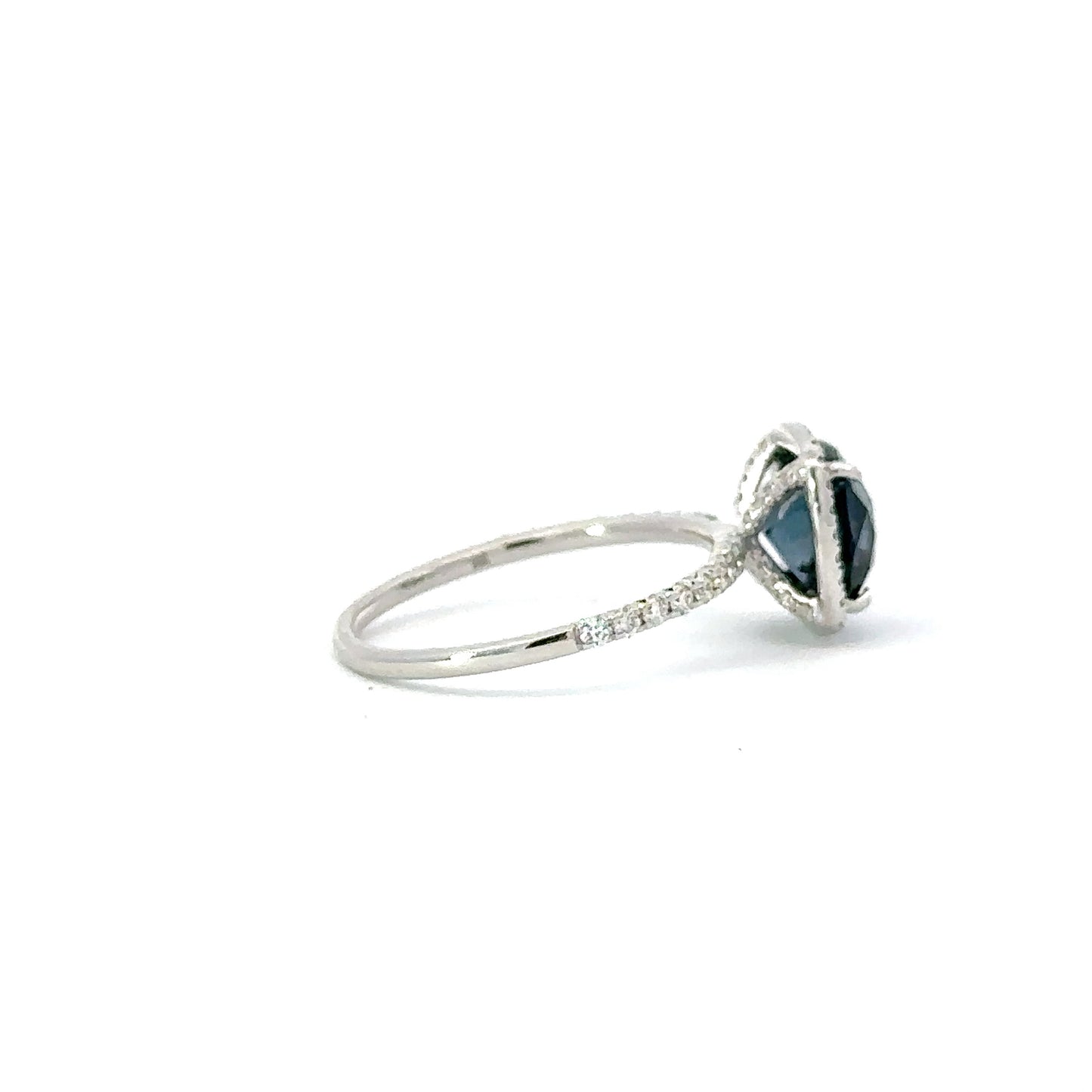 GIA natural unheated blue spinel and diamonds ring