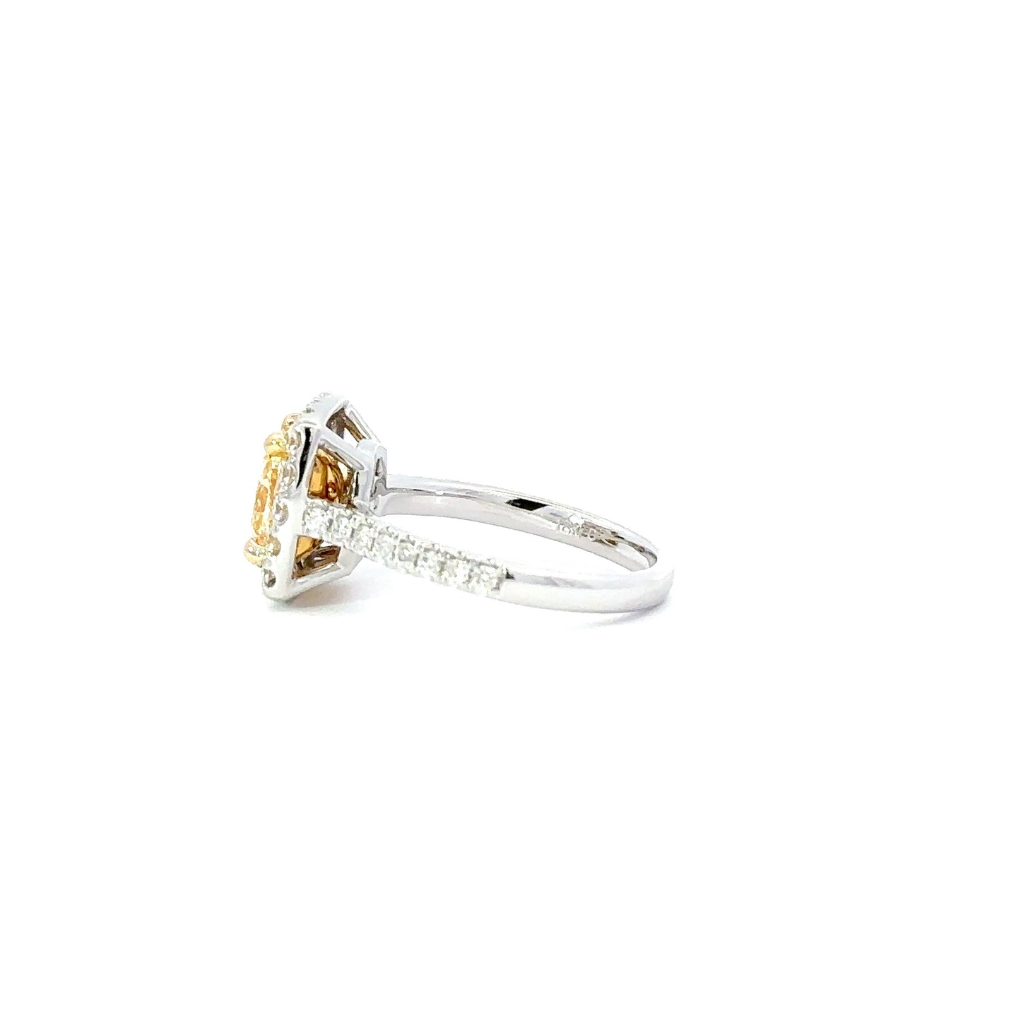 GIA Natural Fancy yellow cushion diamond ring