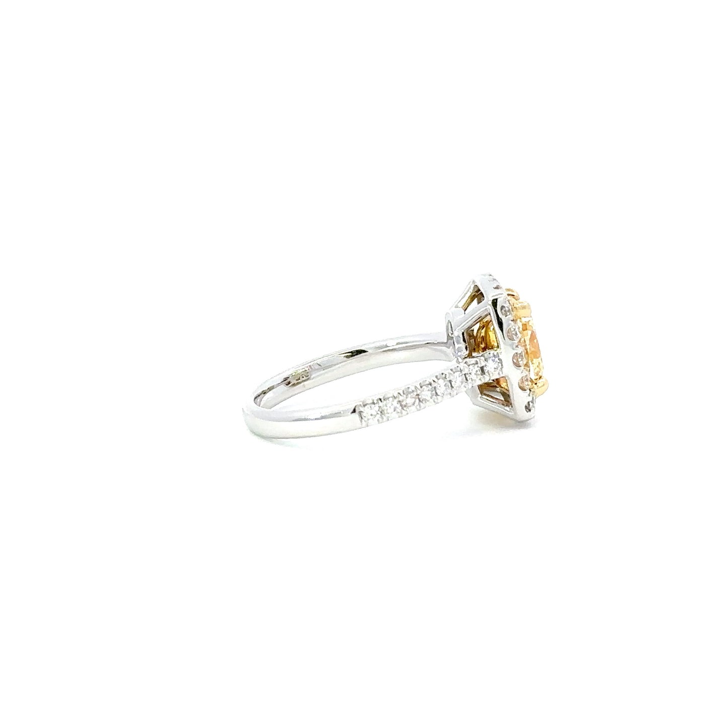 GIA Natural Fancy yellow cushion diamond ring