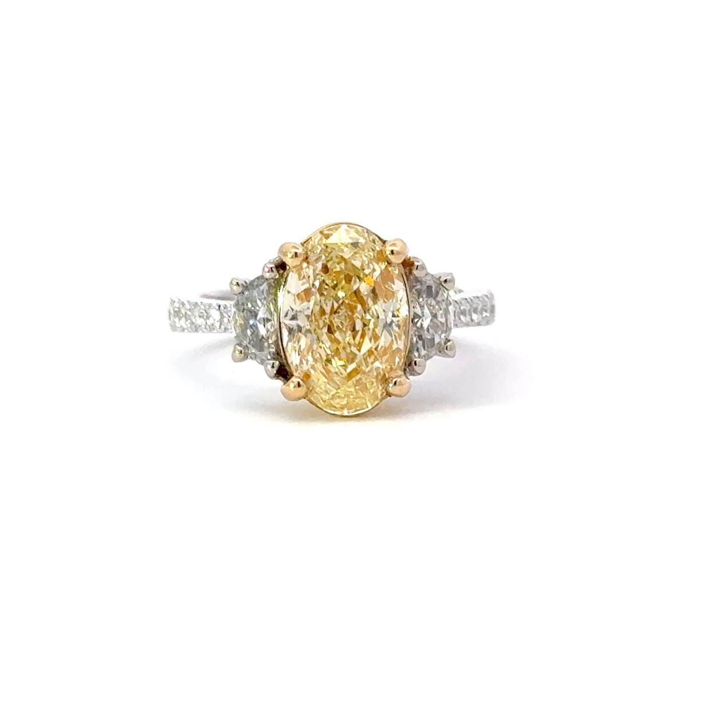 Stunning Natural Oval shape Yellow Diamond Engagement Ring