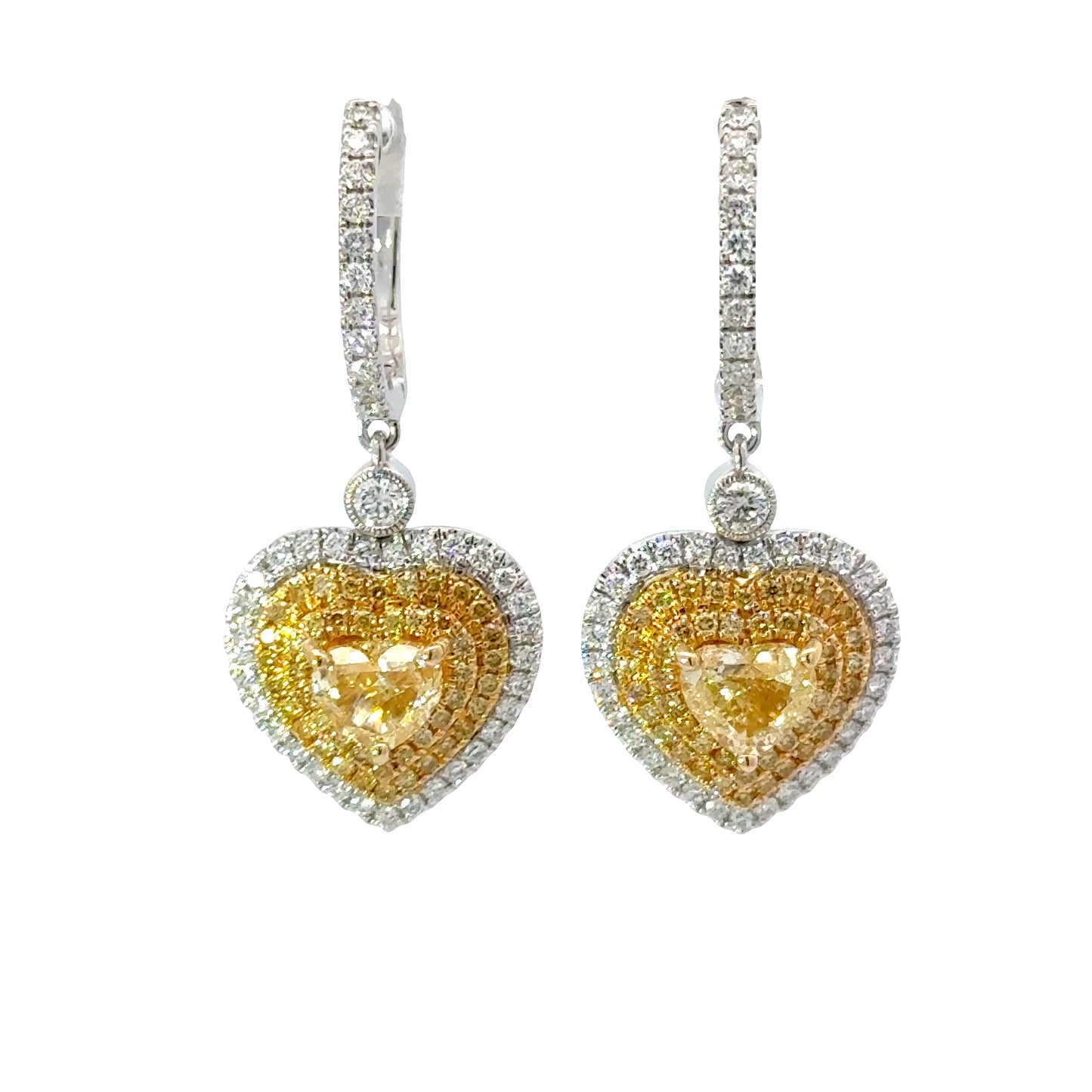 Elegant GIA Fancy light yellow Heart-Shaped Yellow diamonds Earrings
