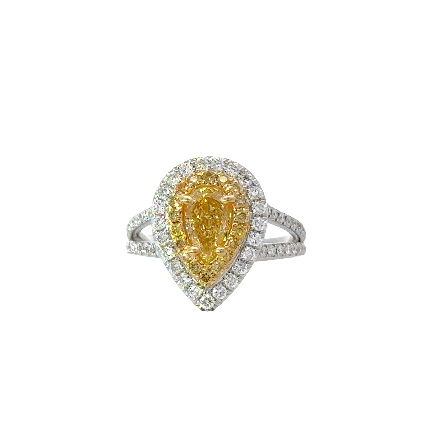 Elegant GIA Fancy light Yellow Pear-Shaped Diamond Ring