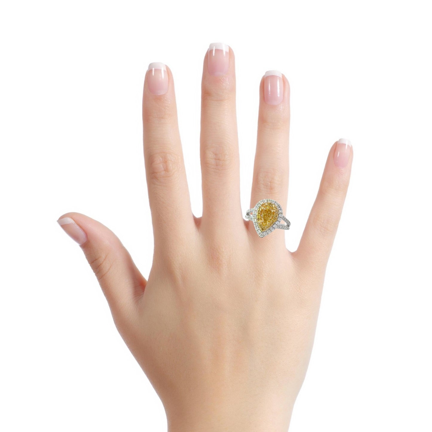 Elegant GIA Fancy light Yellow Pear-Shaped Diamond Ring