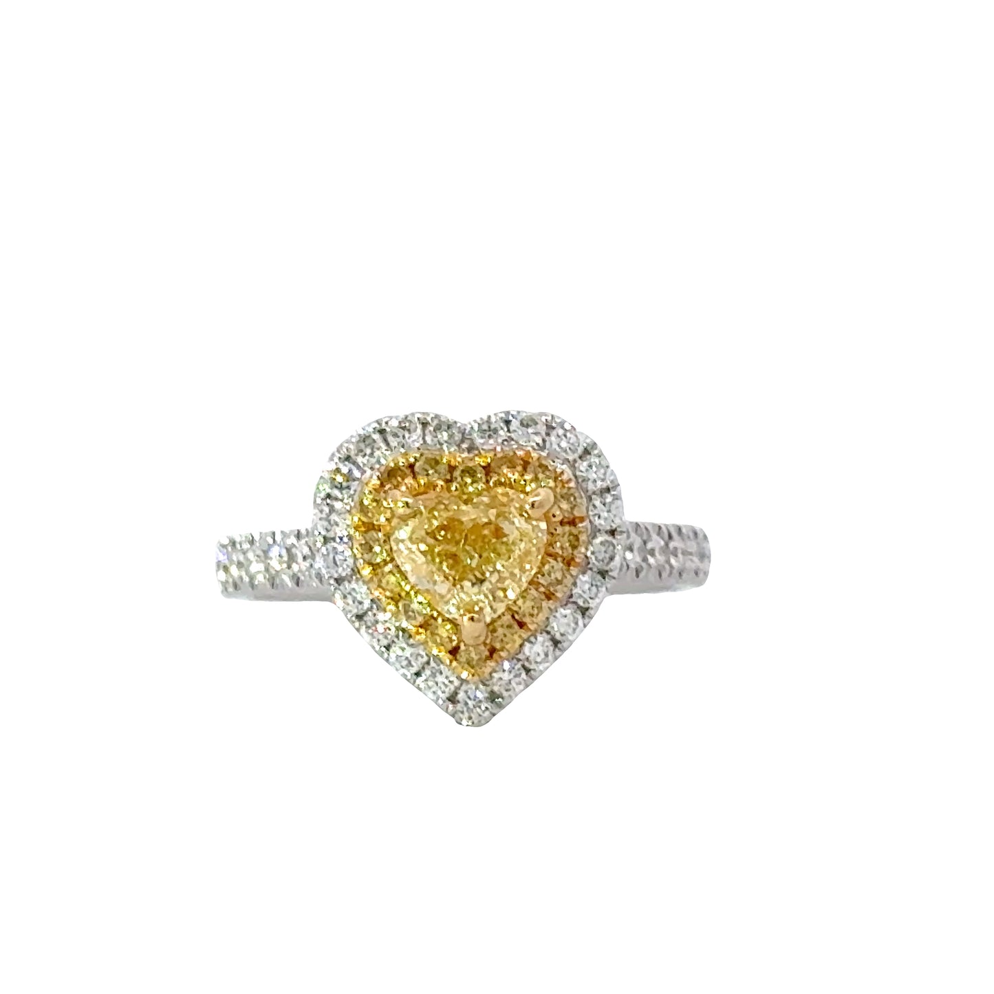 Elegant GIA Fancy light yellow Heart-Shaped Diamond Ring
