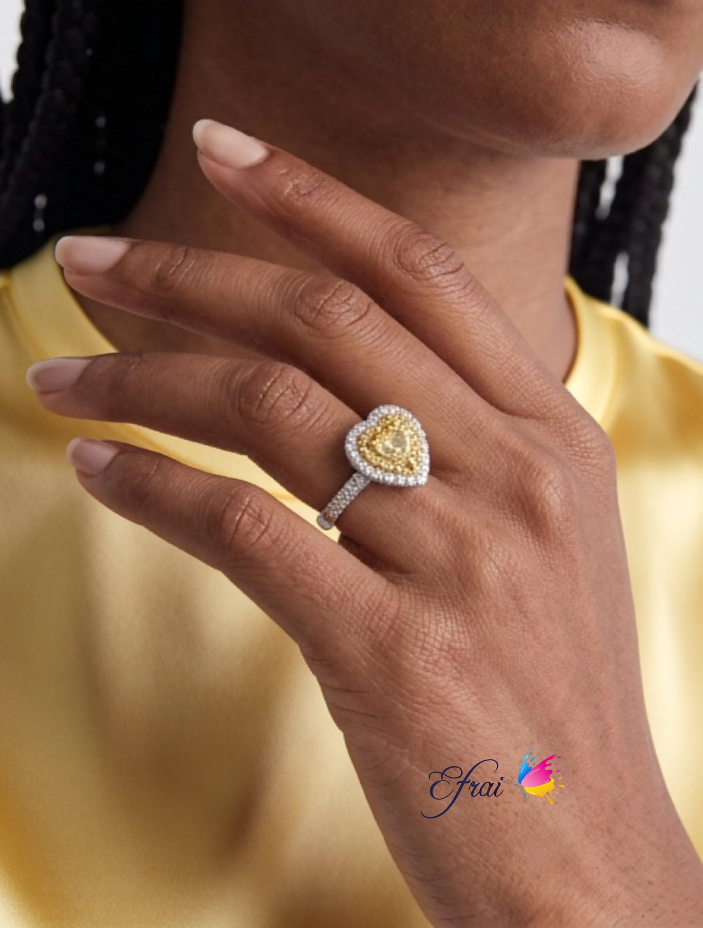 Elegant GIA Fancy light yellow Heart-Shaped Diamond Ring