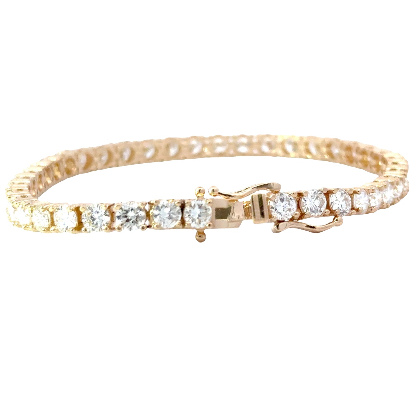14K Yellow Gold Natural Diamond Tennis Bracelet, Brilliant-Cut