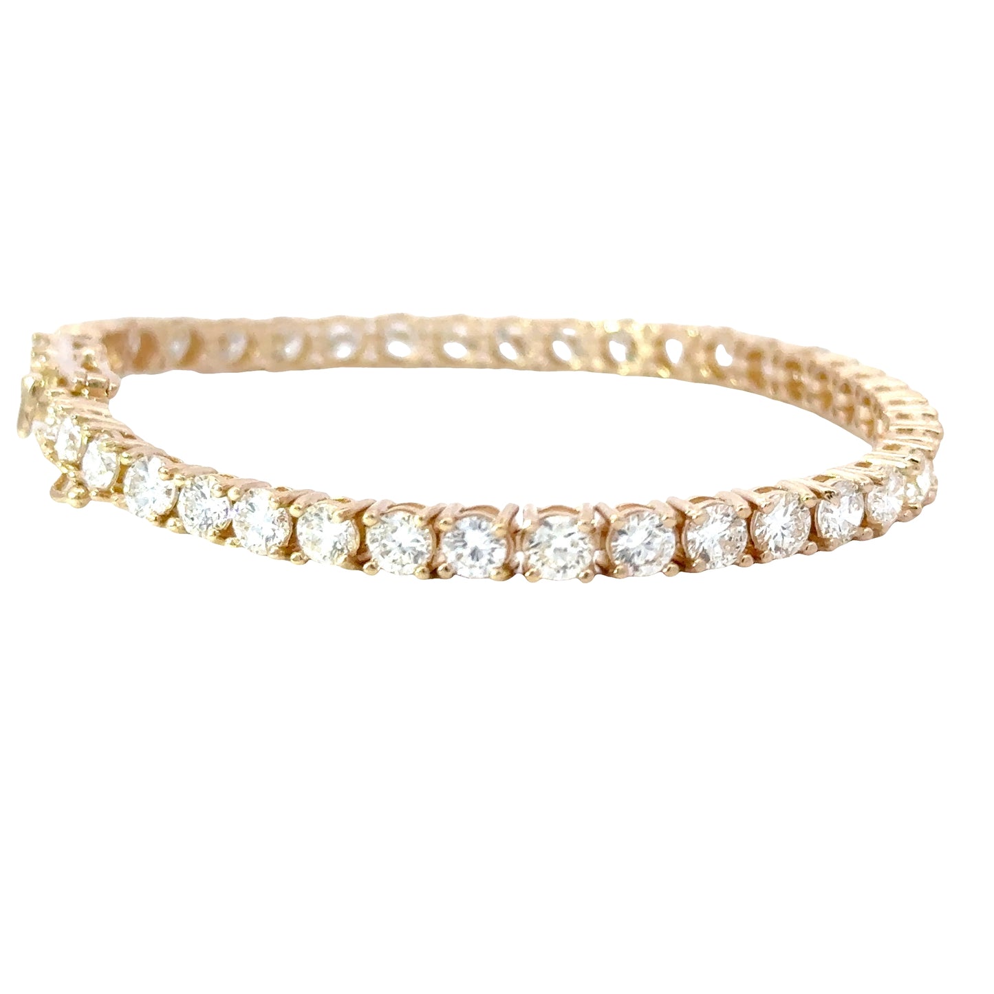14K Yellow Gold Natural Diamond Tennis Bracelet, Brilliant-Cut