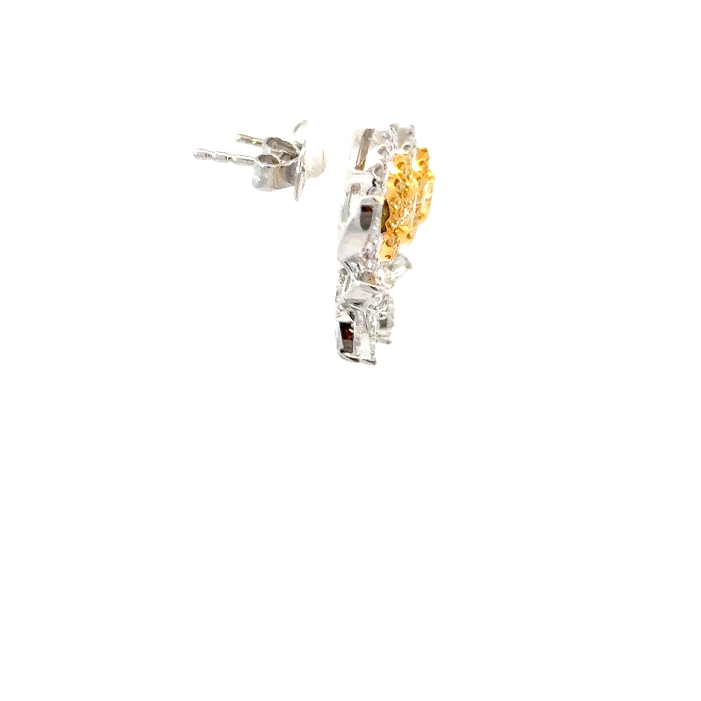 Natural Fancy Yellow Oval Diamond Stud Earrings in White Gold