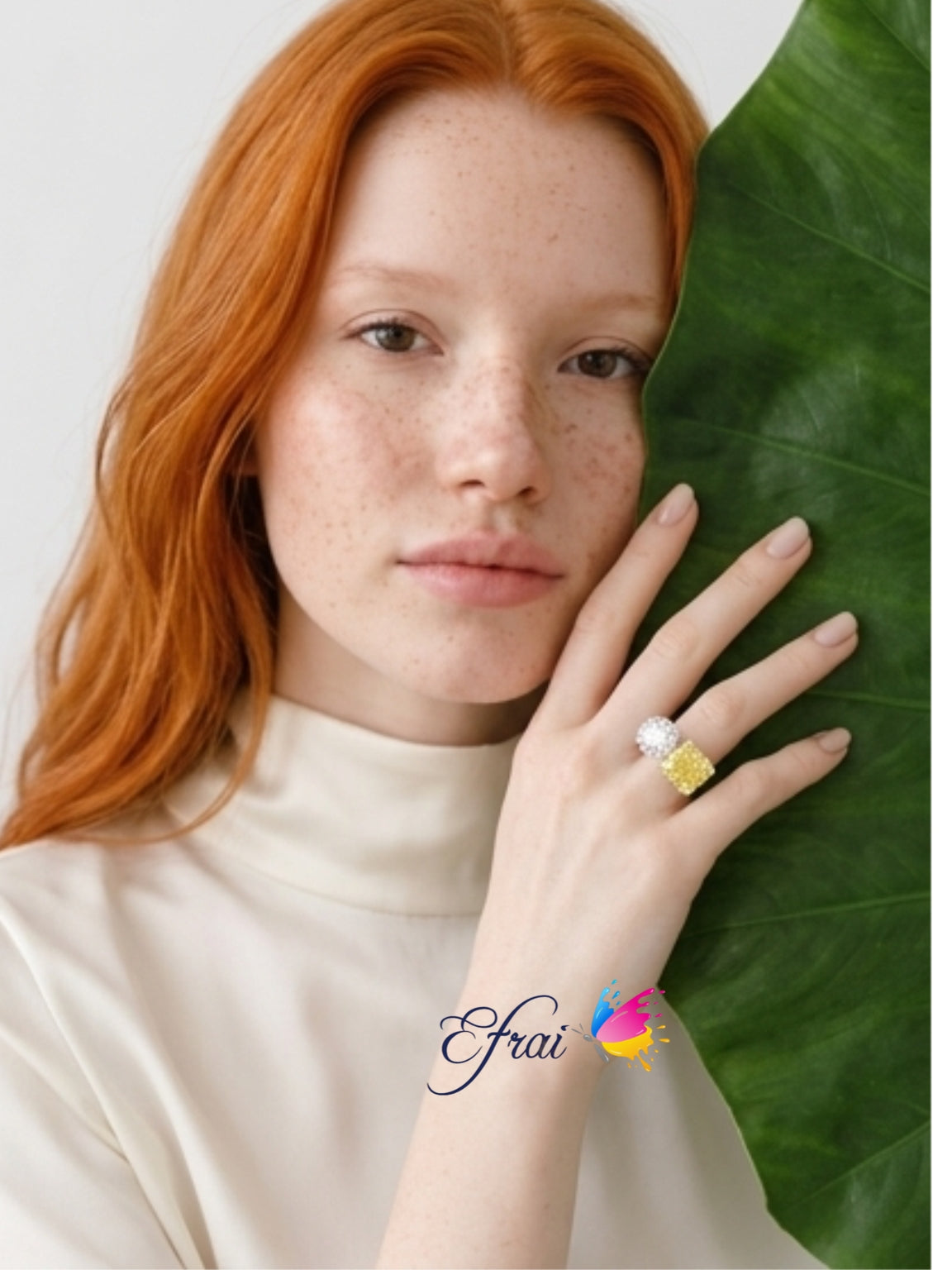 GIA Natural Fancy Yellow Cushion Cut and GIA Natural Round diamonds ring
