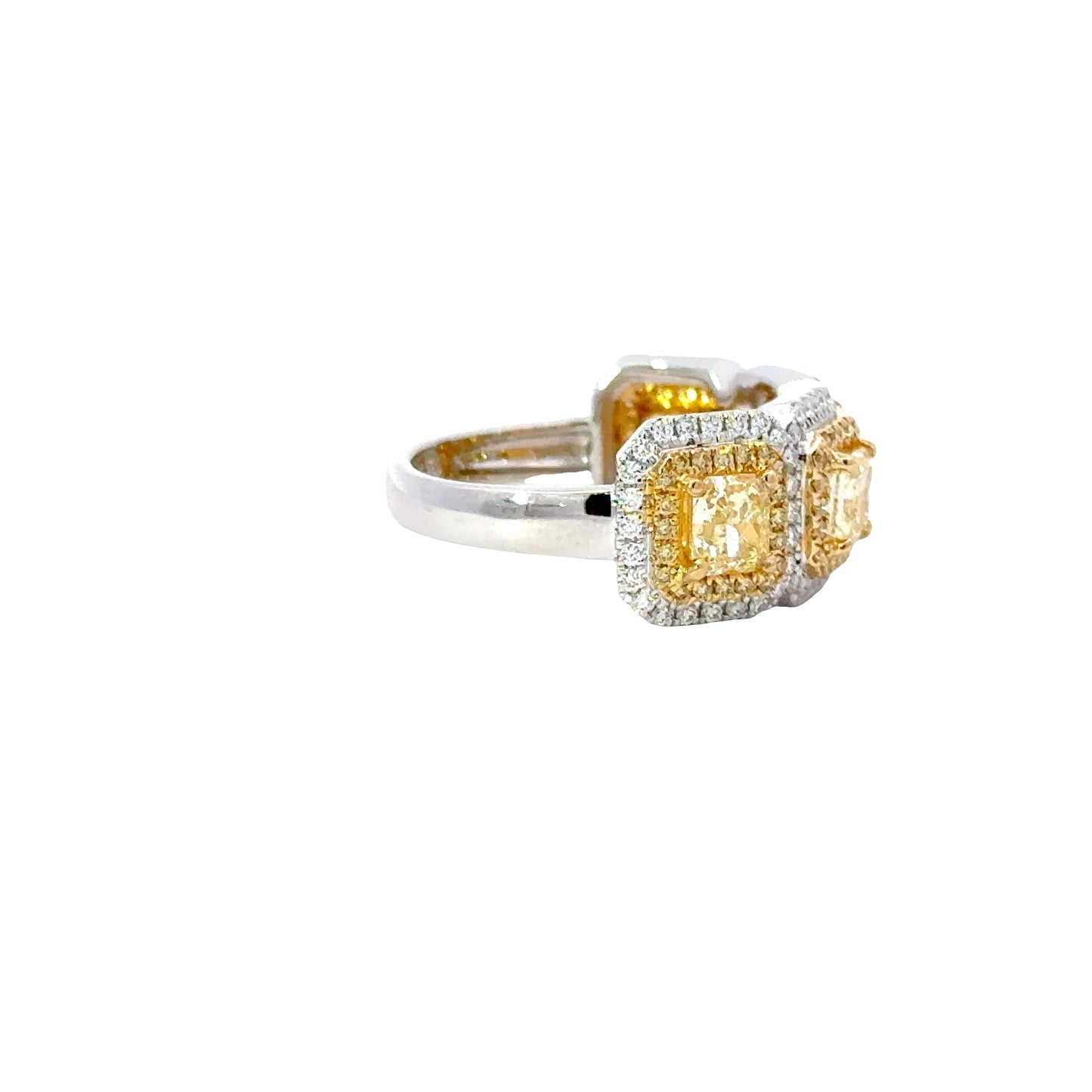 CGL Natural 4 fancy yellow radiant diamonds band