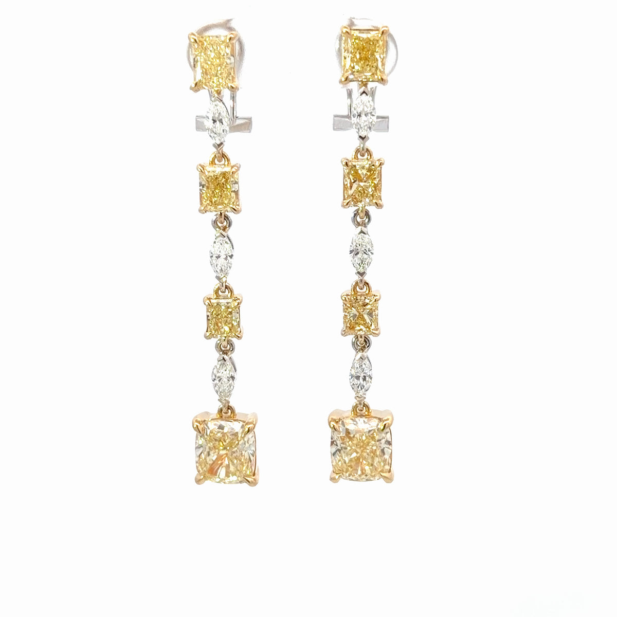 Natural GIA Fancy Yellow Diamonds Linear Drop Earrings