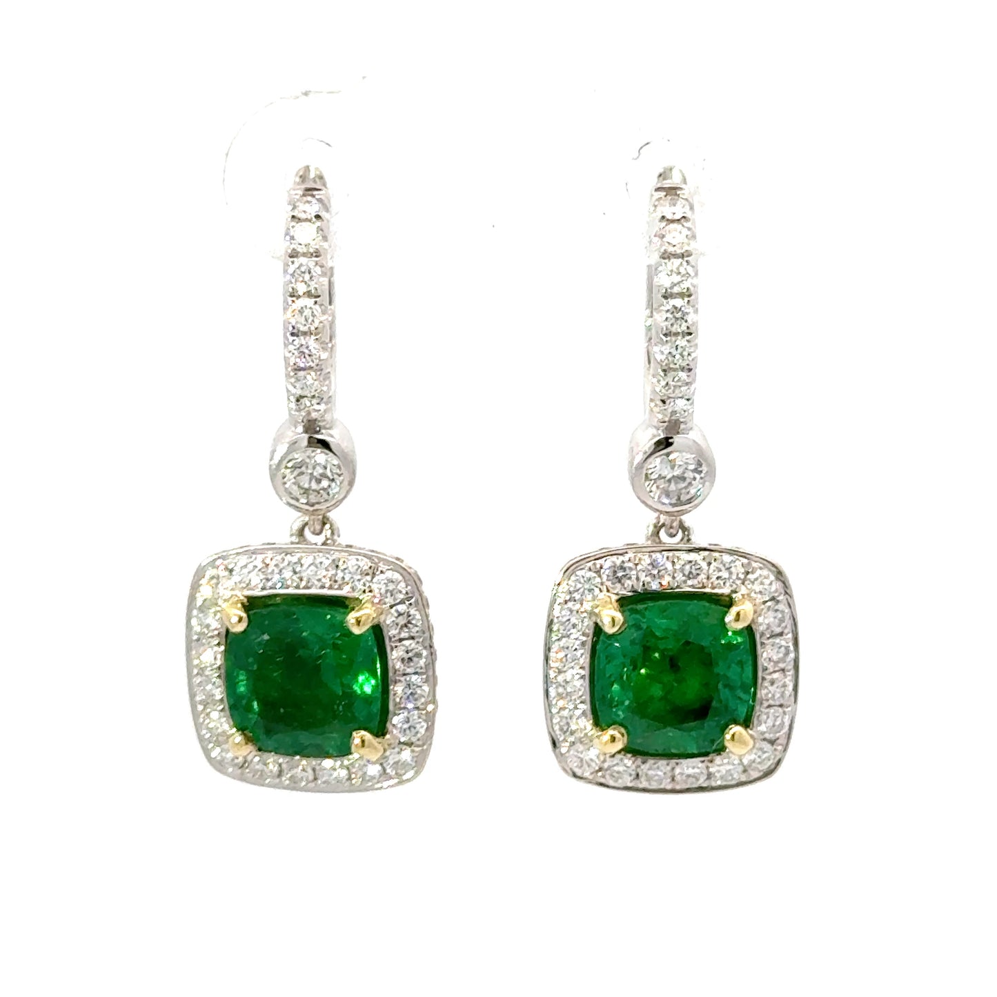 Gorgeous natural emeralds and diamonds earrings