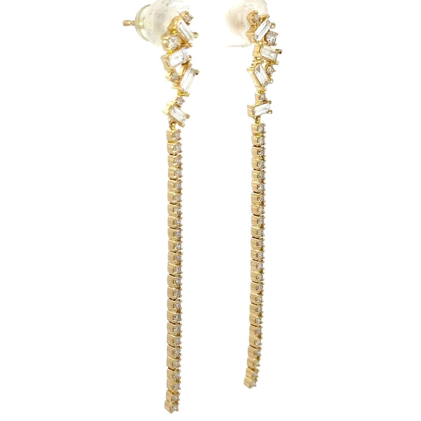 Long lines of diamonds earrings