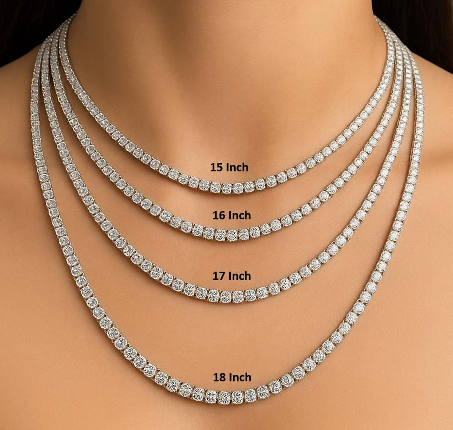 Gorgeous flawless natural diamonds tennis necklace 17" long