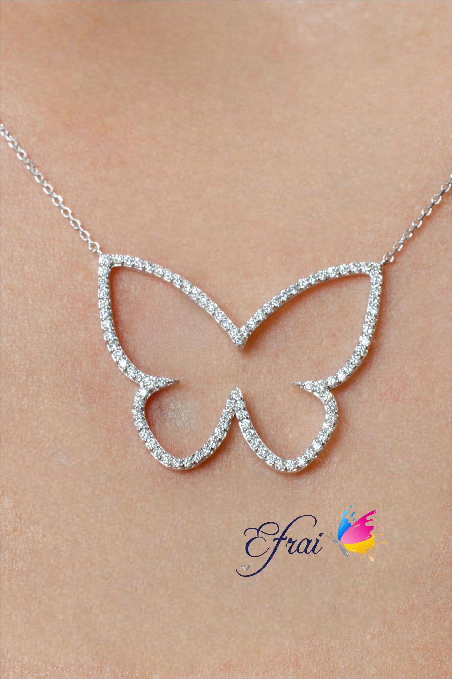 Butterfly outline with diamonds necklace