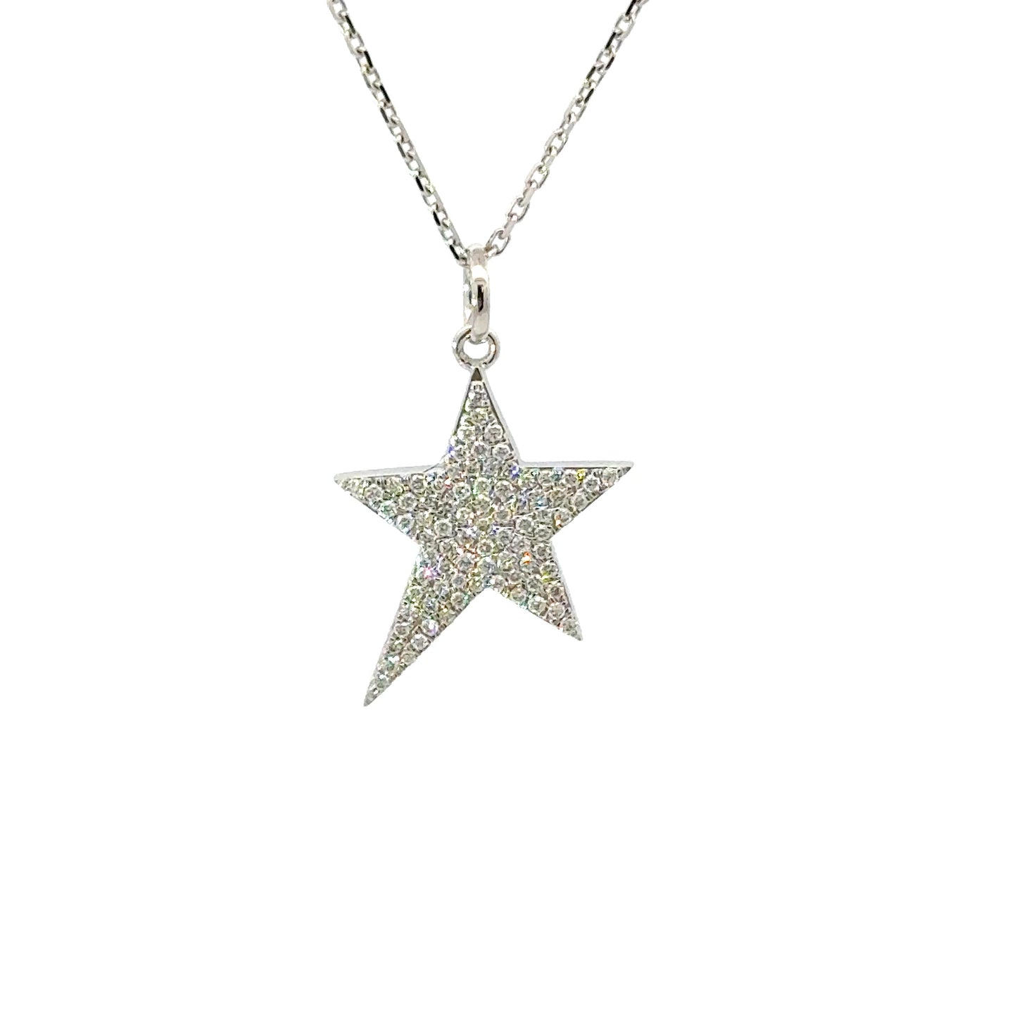 Gorgeous deco design natural diamonds star necklace
