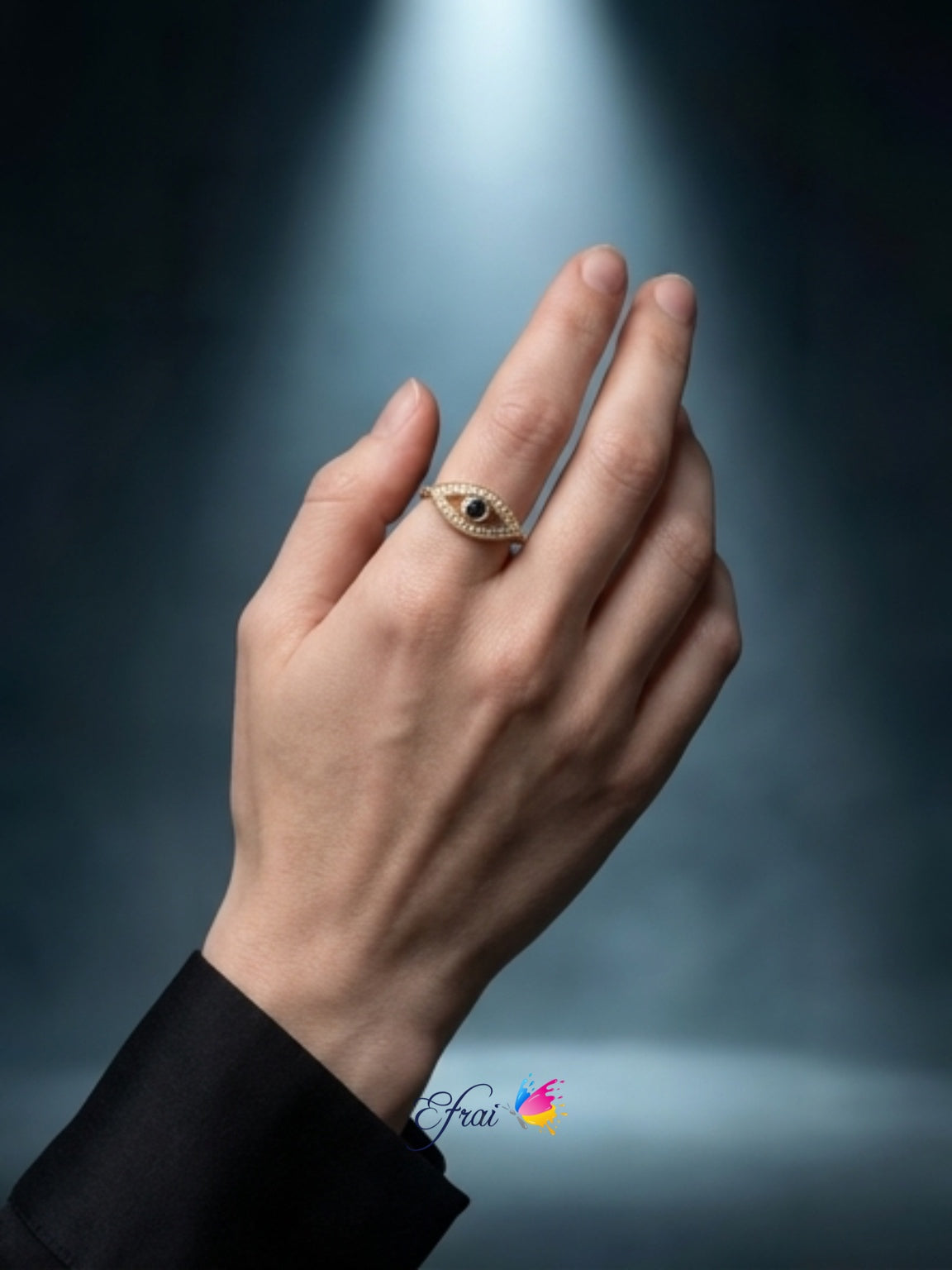 Dainty evil eye diamonds ring