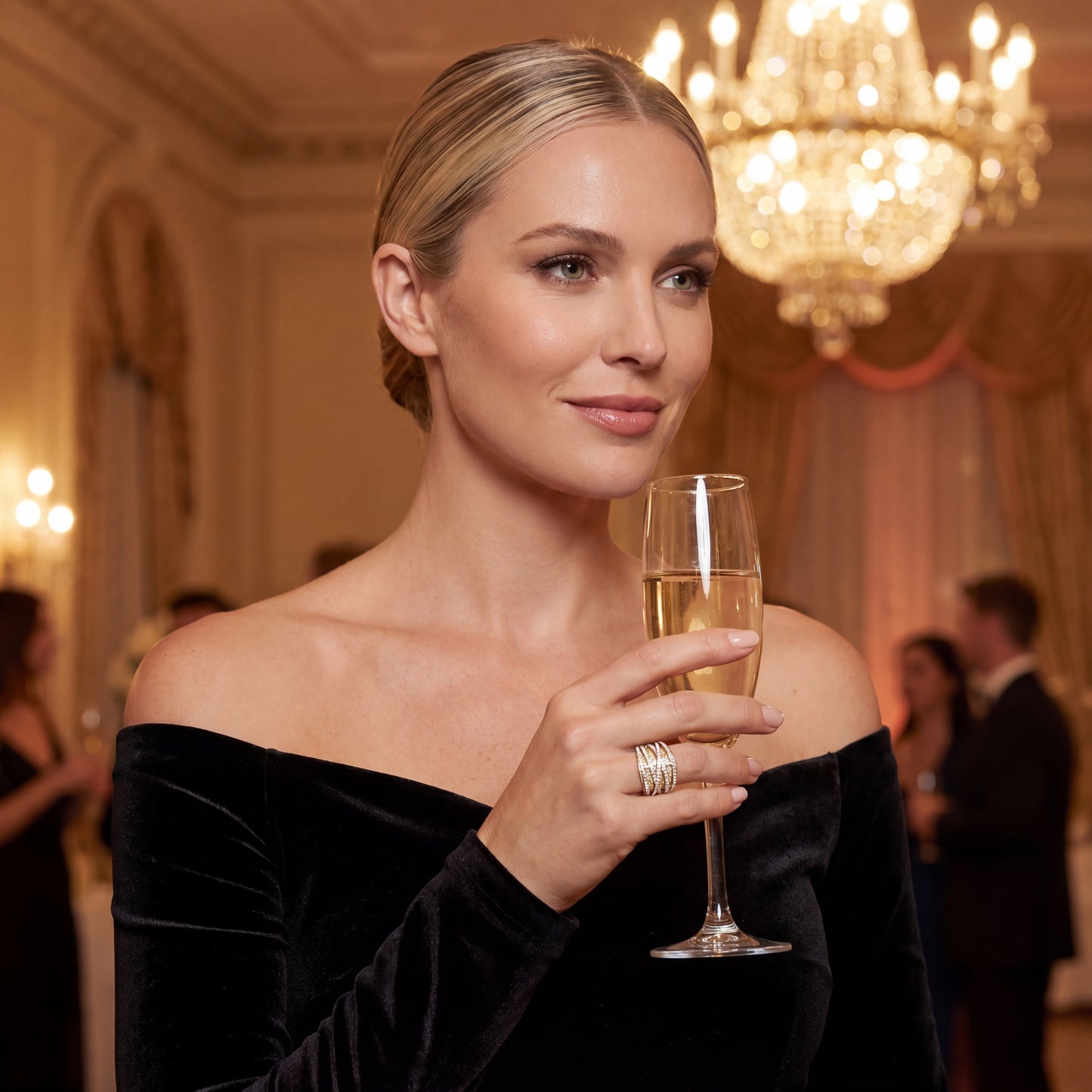 Gorgeous natural diamonds crossed on top ring