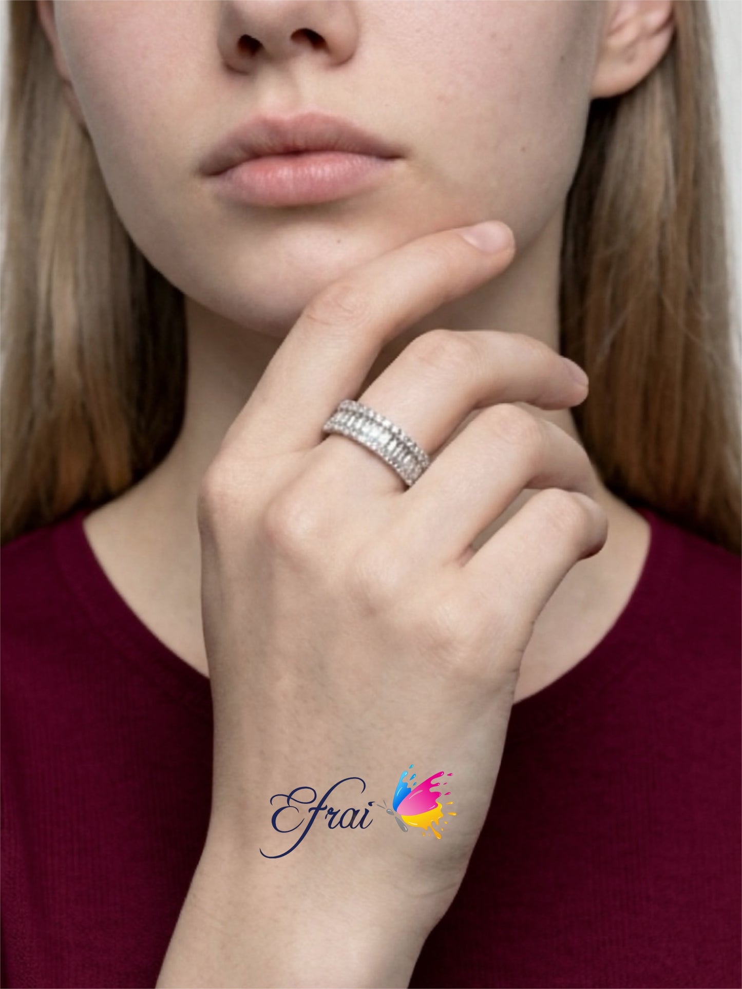 Baguette and round diamonds band
