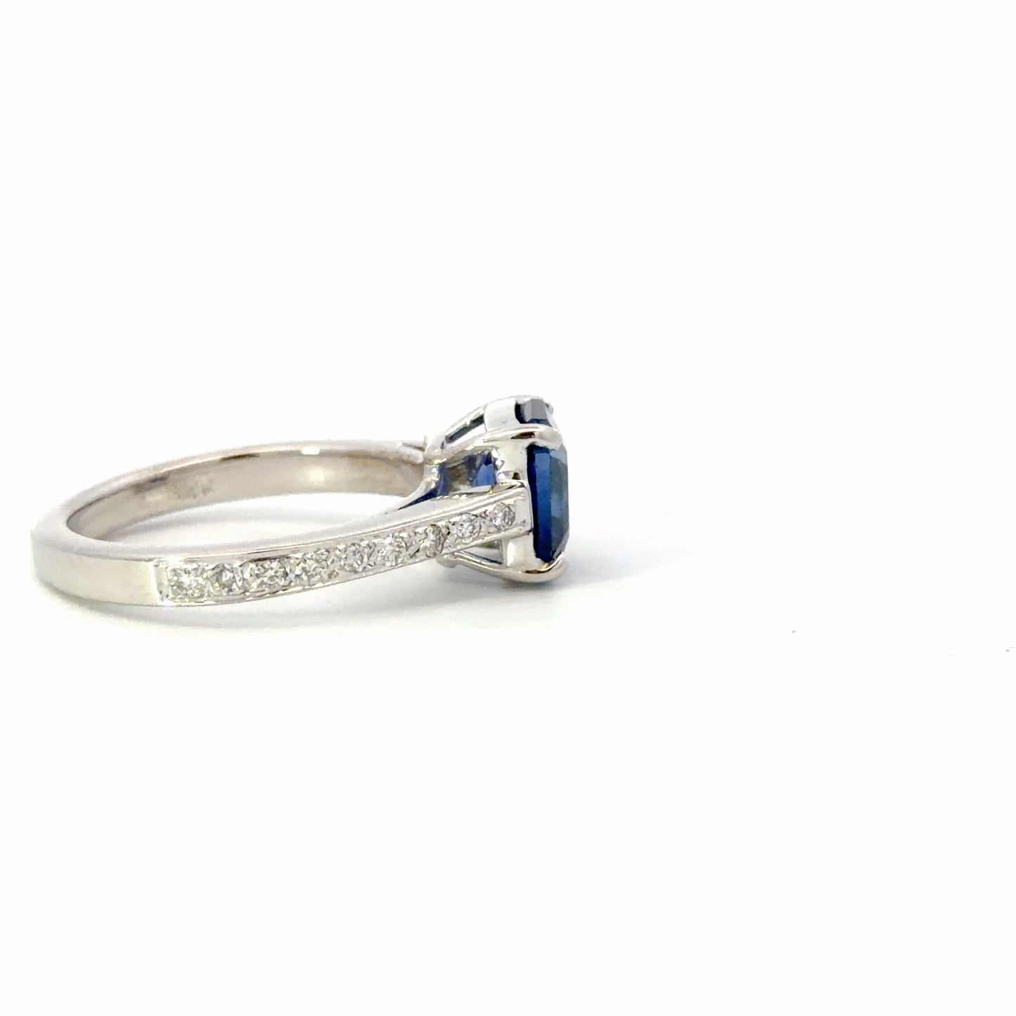Natural Royal Blue Sapphire Ring in White Gold