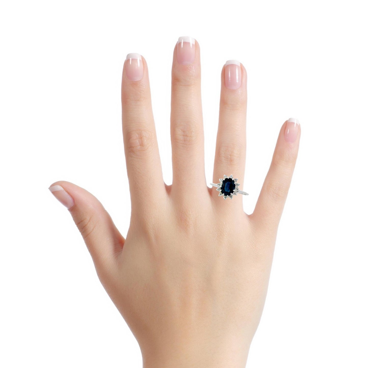 Diamond-encrusted sapphire ring