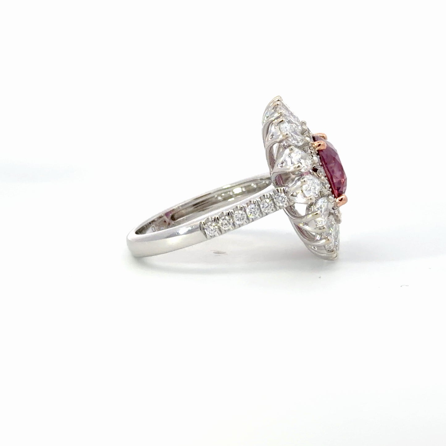 Natural certified NO HEAT pink sapphire and diamonds ring