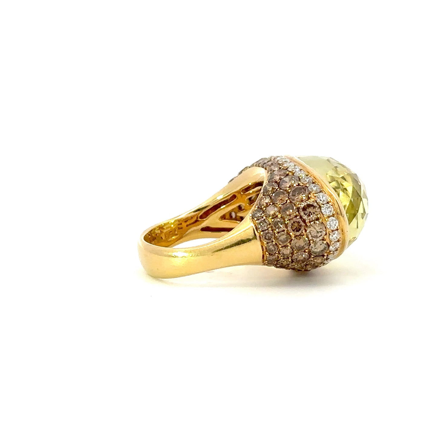 One of a kind exquisite designed natural lemon quartz and diamonds ring