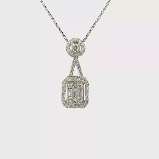 Baguette and round diamonds necklace