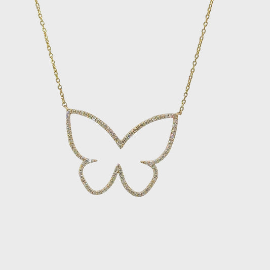 Butterfly outline with diamonds necklace