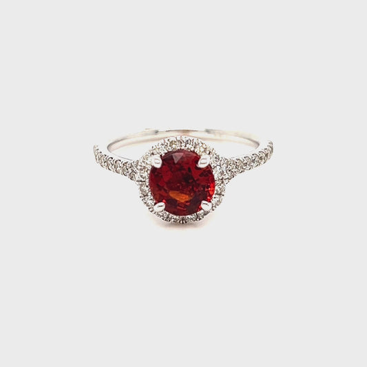 Blood orange Garnet diamonds ring