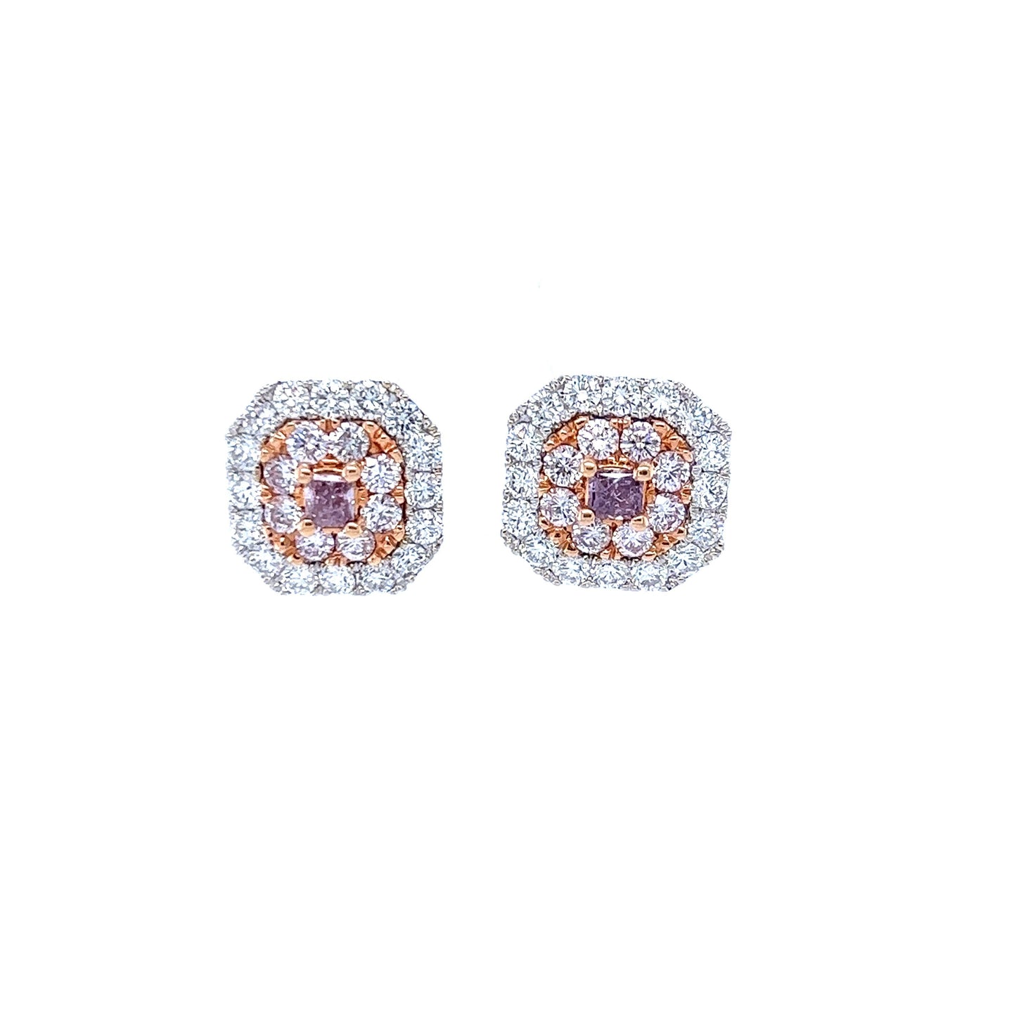 GIA Natural Fancy pink diamonds earrings