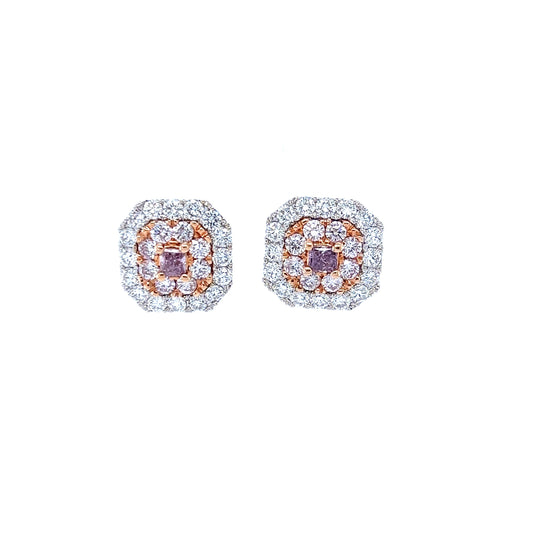 GIA Fancy pink diamonds earrings