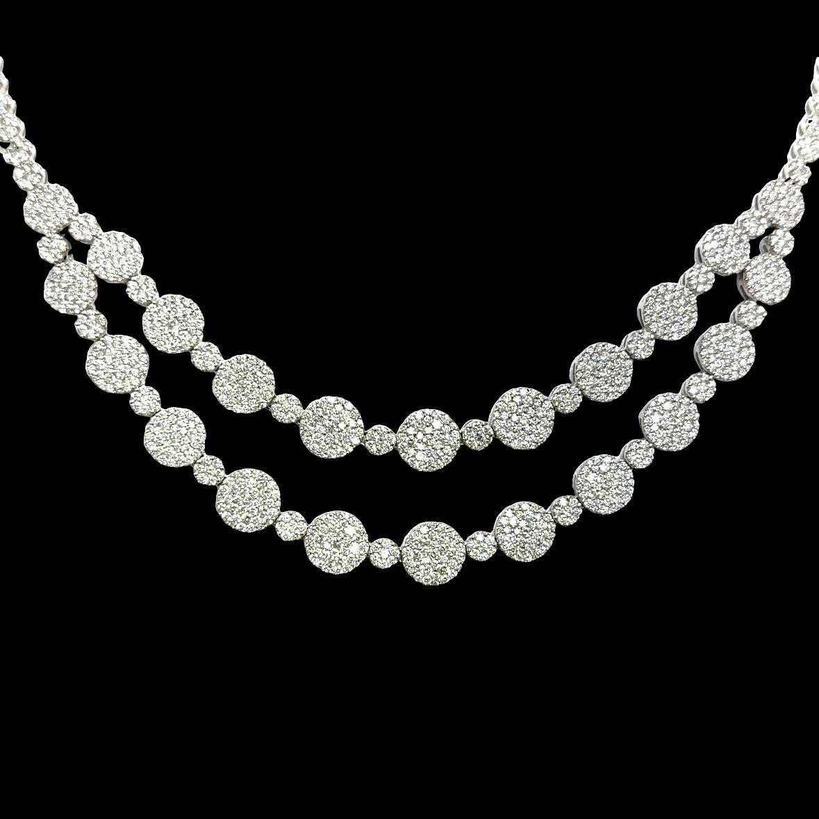 Dazzling Harmony: Double Lines Circles of Diamonds Necklace